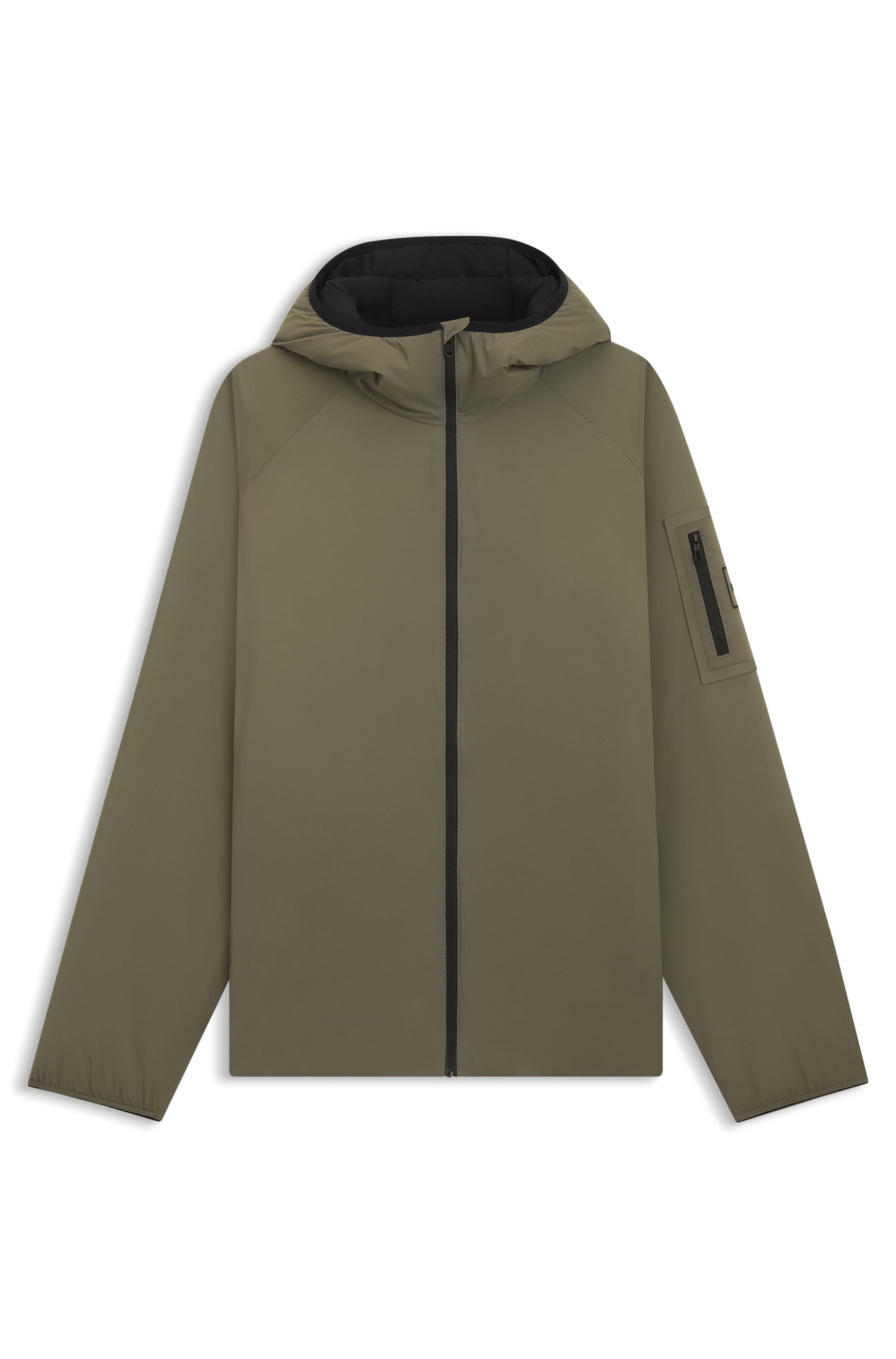BOSS GREEN Outdoorjacke mit Kapuze leicht wattiert, 4-Wege-Stretch-Qualität, Regular Fit