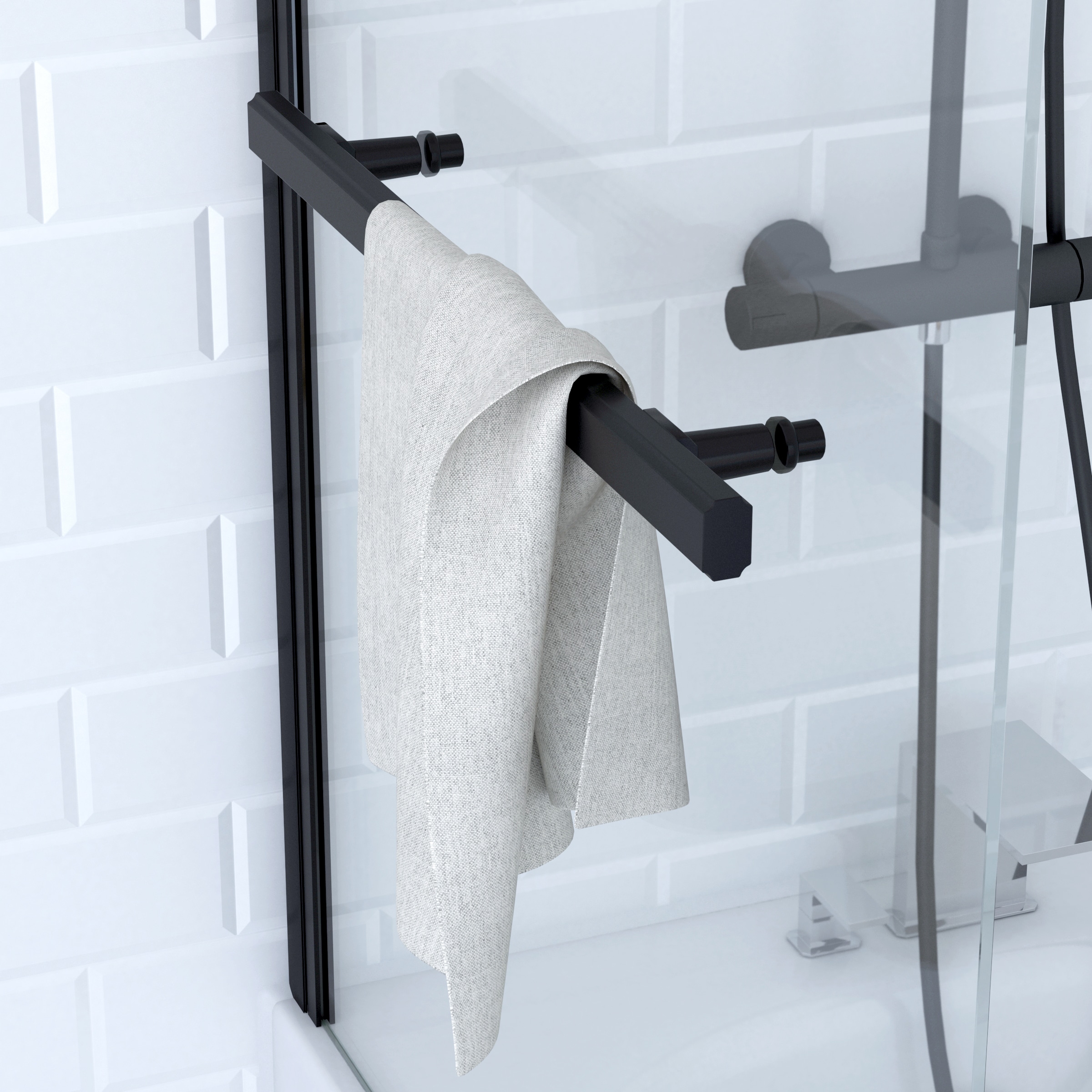 Marwell Badewannenfaltwand »Prime« schwarzes Aluminiumprofil