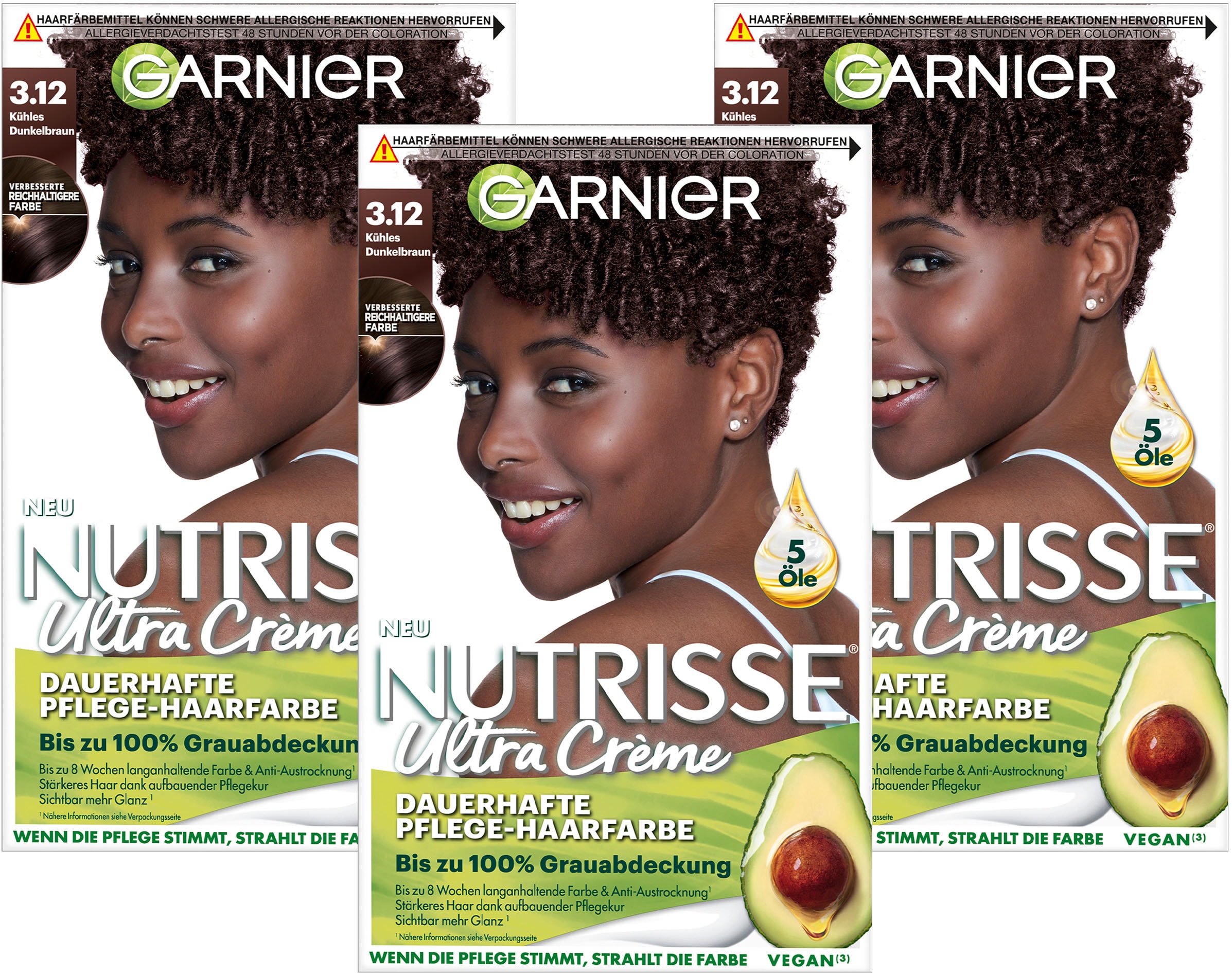 GARNIER Coloration »Garnier Nutrisse Creme«, (Packung, 3 tlg.)