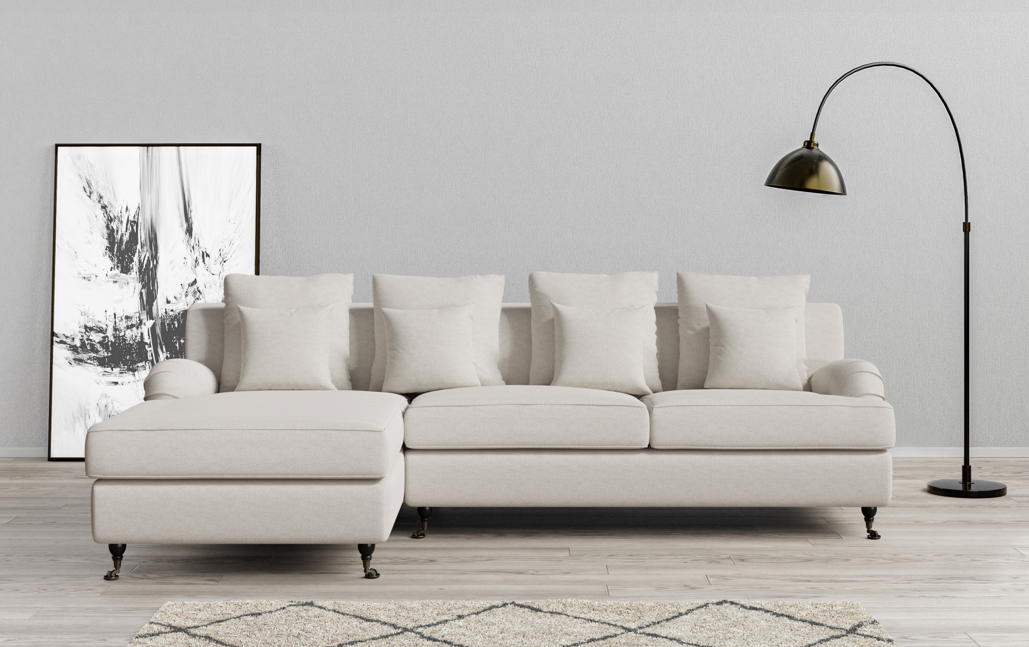 Guido Maria Kretschmer Home&Living Ecksofa »NORIN L-Form«, zwei Fußarten: vorne - Rollen, hinten - Holzfüße