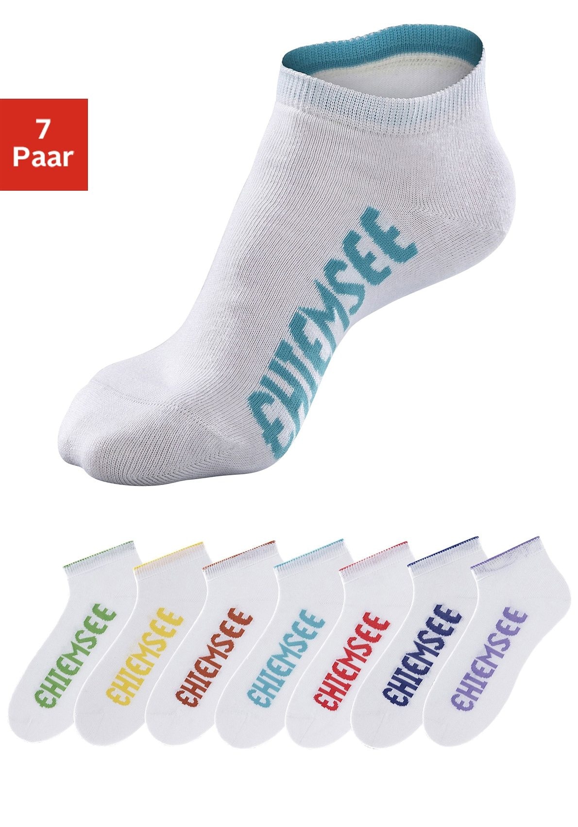 Chiemsee Sneakersocken, (Packung, 7 Paar), mit farbigen Logos