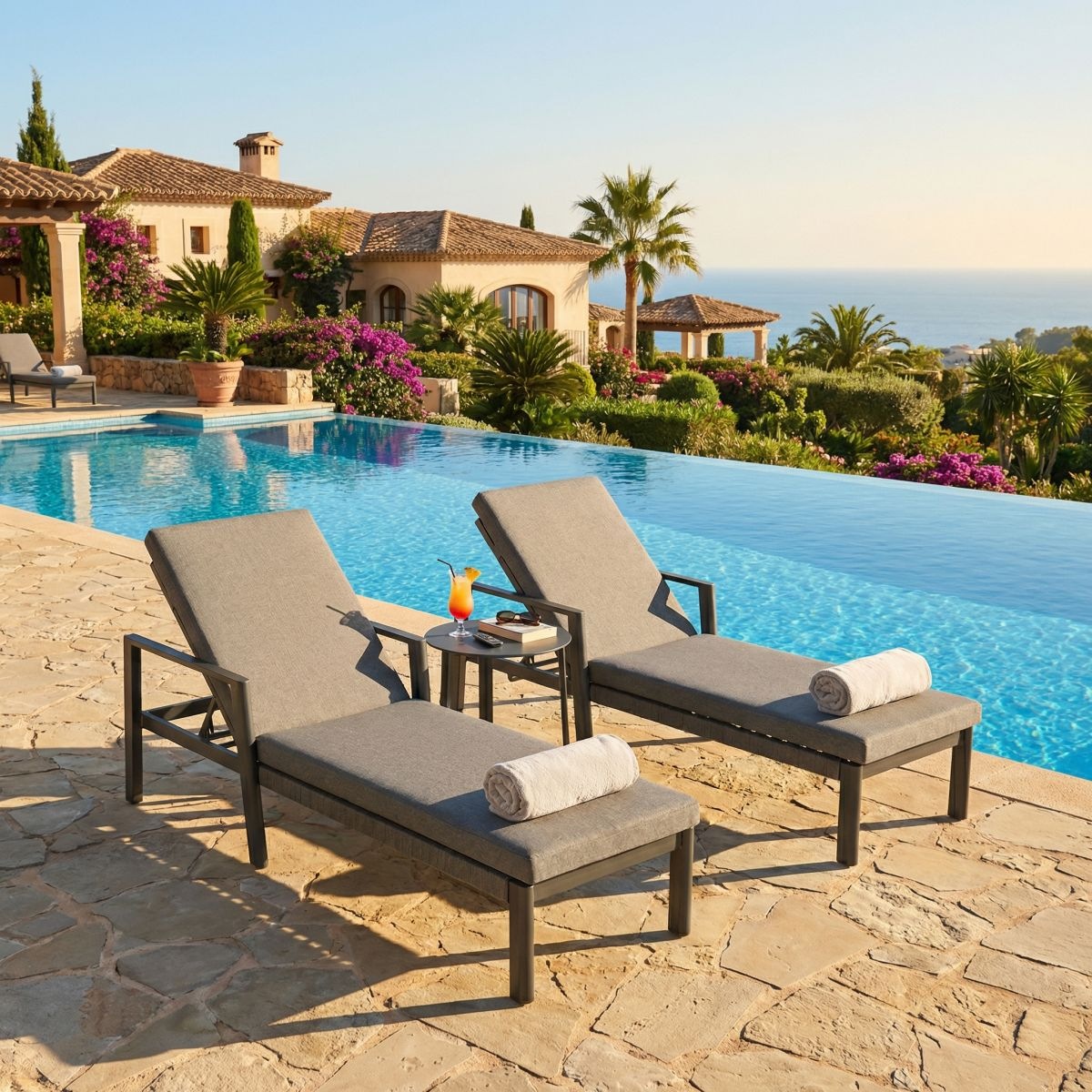 Ambiente Haus Loungeset »Sonnenliege inkl. Kissen 2er Set« Set, 4 tlg.