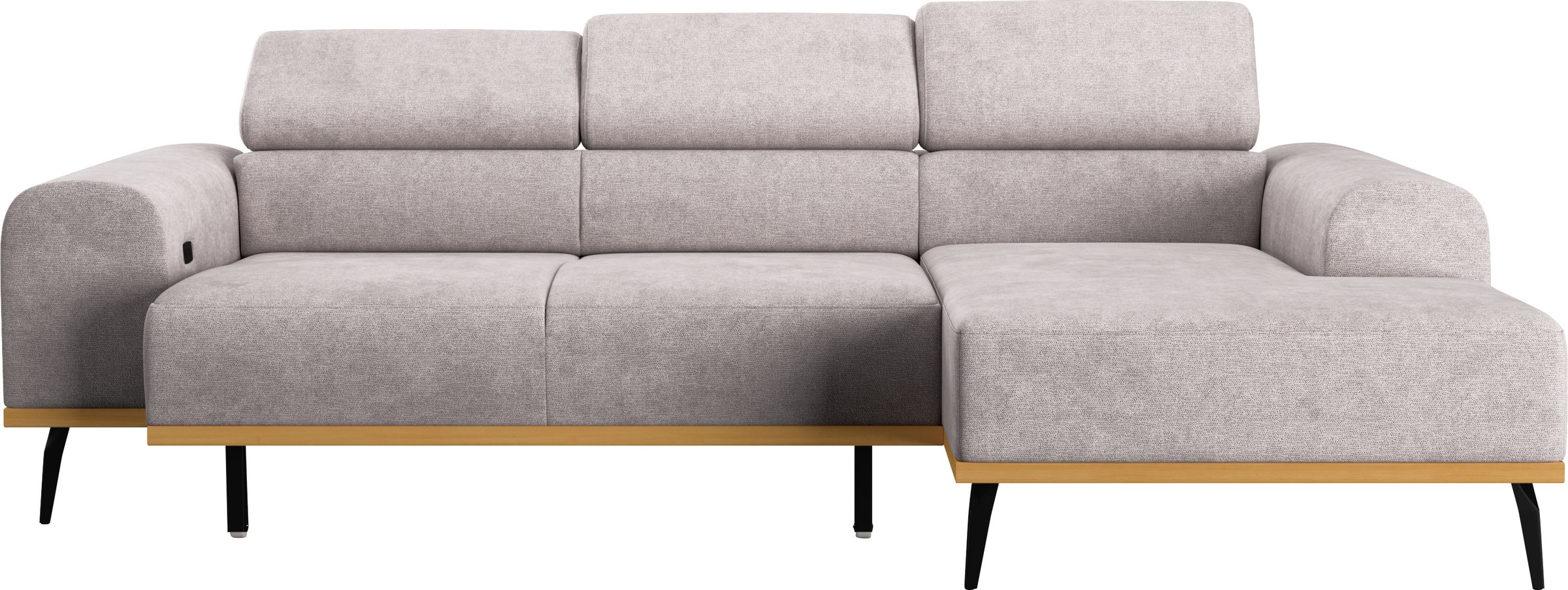 Places of Style Ecksofa »Carlo L-Form«, mit Kopfteilverstellung & Holz-Rahmenoptik, optional Relaxfunktion