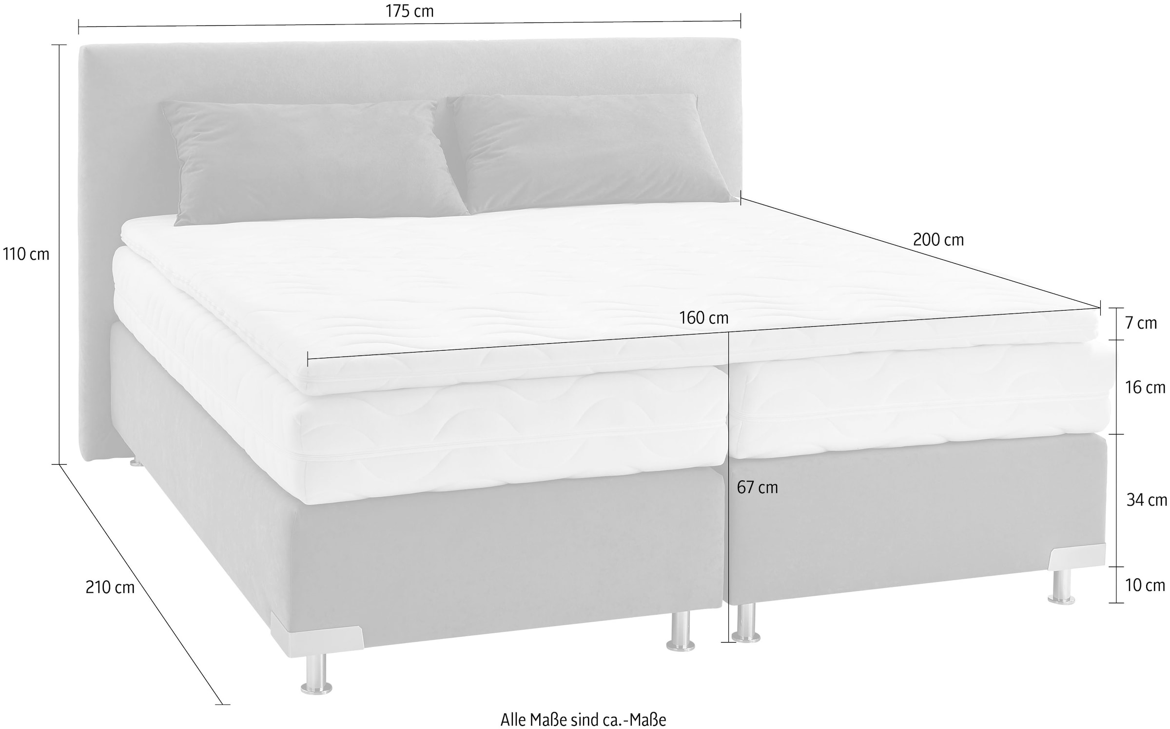 Westfalia Schlafkomfort Boxspringbett »Ambiente, wahlweise in verschiedenen Größen & Farben«, in verschiedenen Härtegraden, wahlweise mit Topper