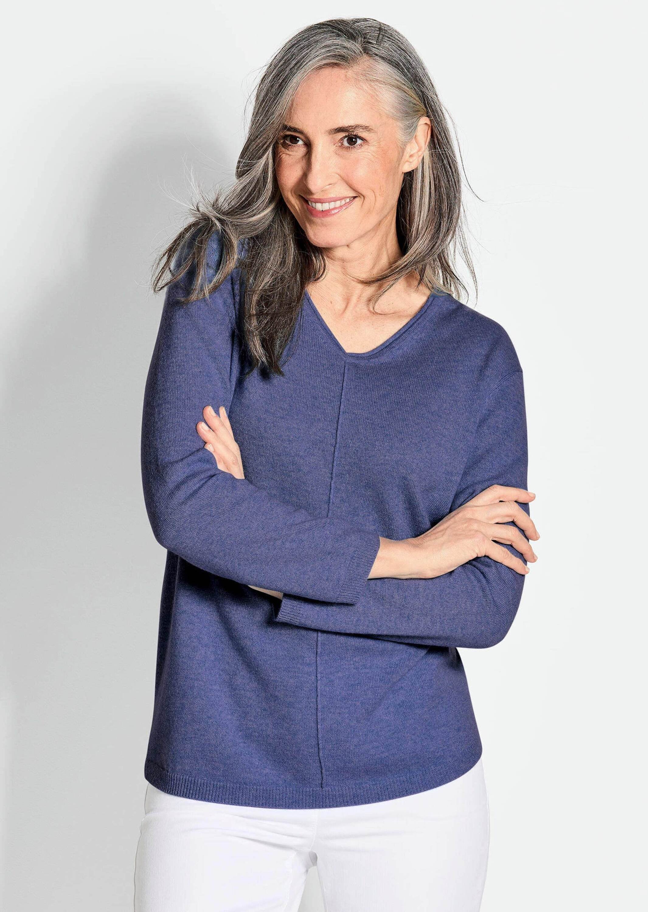GOLDNER Strickpullover »Kurzgröße Kaschmirpullover mit V-Ausschnitt«