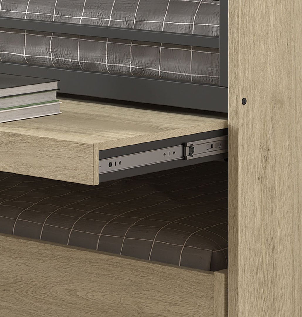 Home affaire Etagenbett »praktisches Etagenbett mit viel Funktion, 2 Dekore zur Wahl«, (B/H/T ca. 219x114x98cm, Metall Leiter und Absturzschutz in schwarz), für kleine Räume, 2 Liegefl., Bettschublade, inkl. Schreibtisch