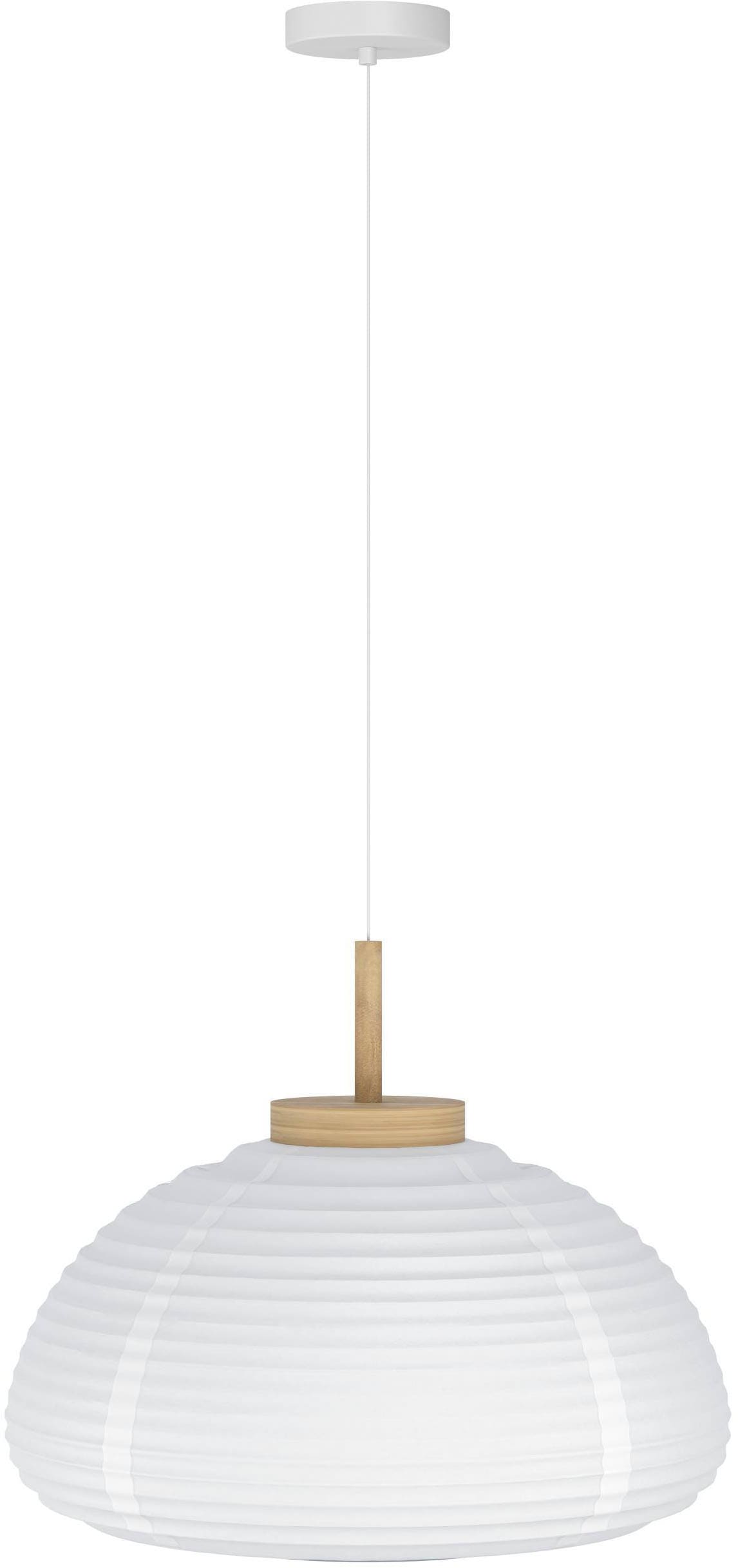 EGLO Hängeleuchte »Summerhill Hängelampe 1-fach, Japan-Stil, Metall, Holz und Papier, E27« E27 1 Stk. Hängeleuchte - H110 x Ø40 cm - weiß, braun - 1X40W exkl.