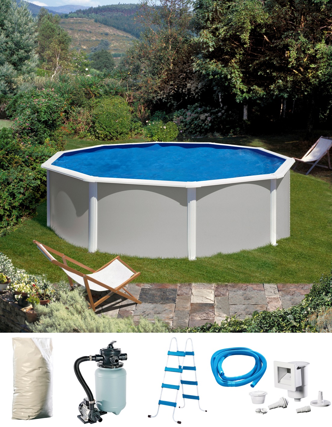 KONIFERA Rundpool »Malaga I«, (Set), 5-tlg., Höhe 120 cm, in versch. Größen