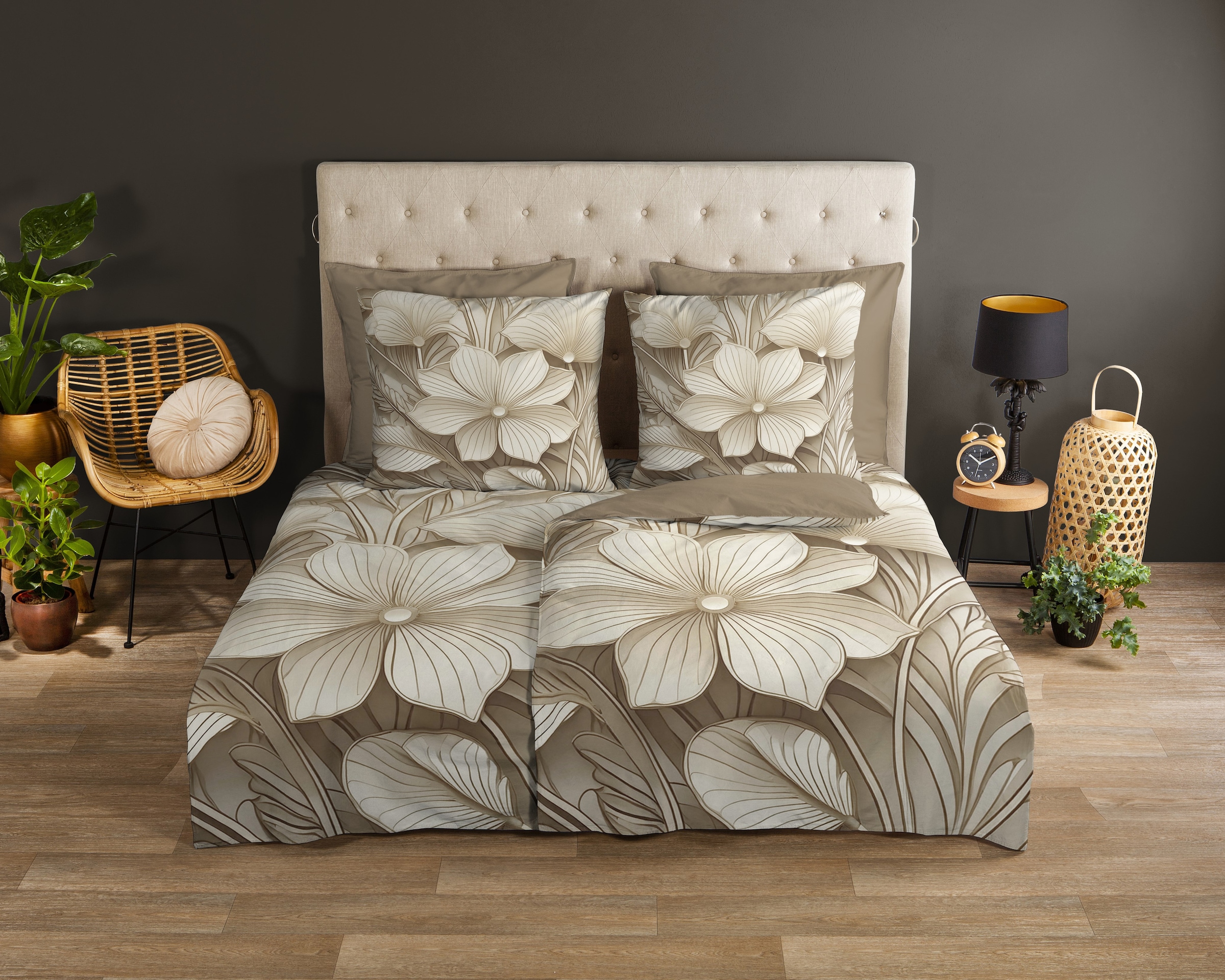 good morning Wendebettwäsche »Artdeco«, 100% Baumwolle, Renforcé, Reißverschluss, Wendeoptik, Blumen