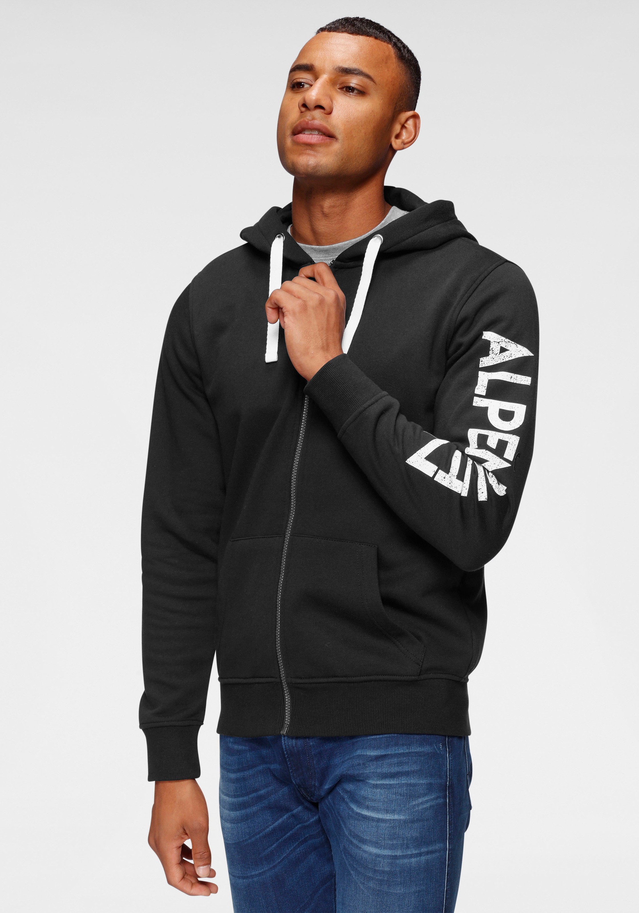 ALPENBLITZ Kapuzensweatjacke »Dublin«, mit markantem Logo-Print auf dem Ärmel