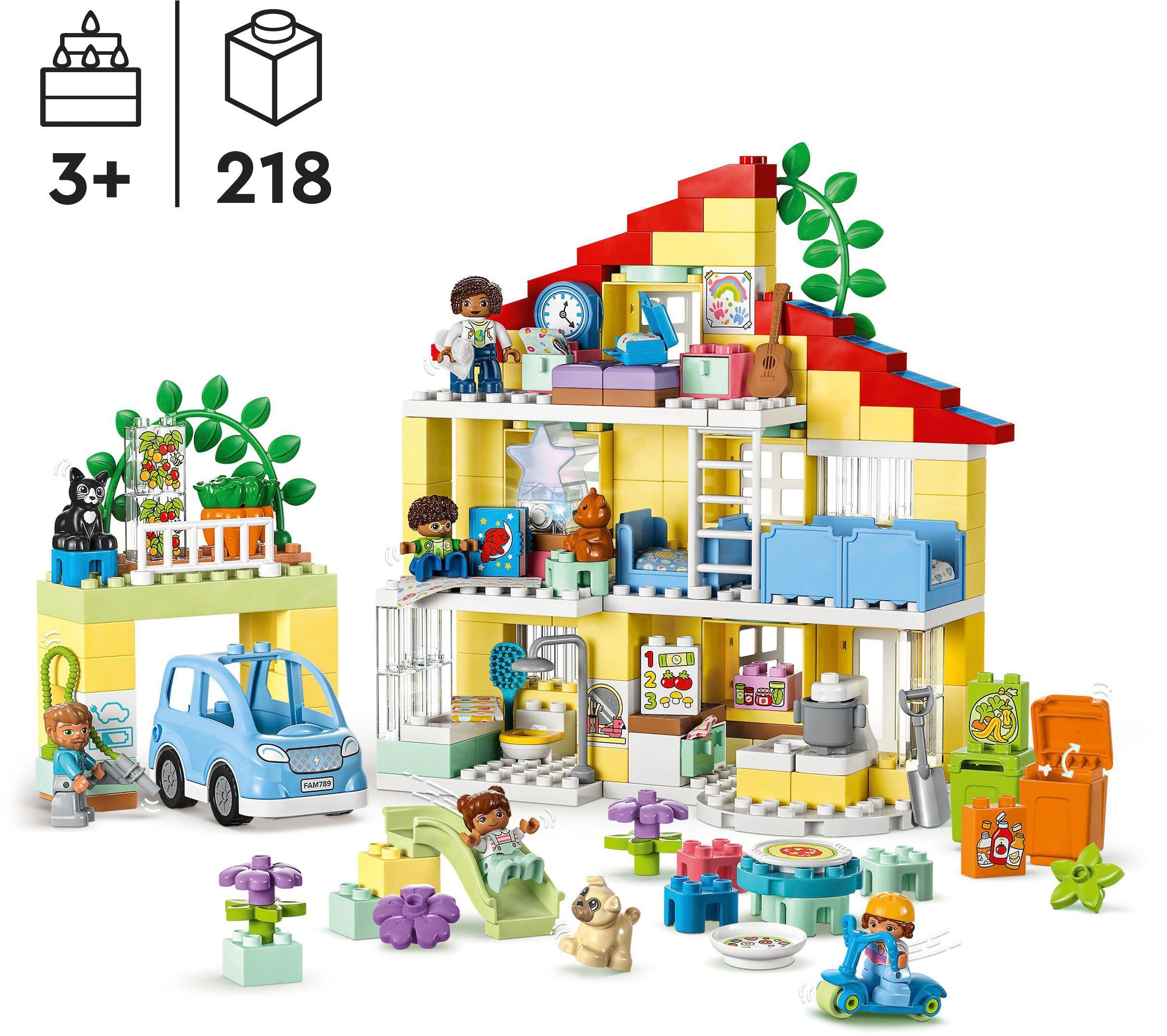 LEGO® Konstruktionsspielsteine »3in1 Familienhaus (10994), LEGO® DUPLO«, (218 St.), Made in Europe