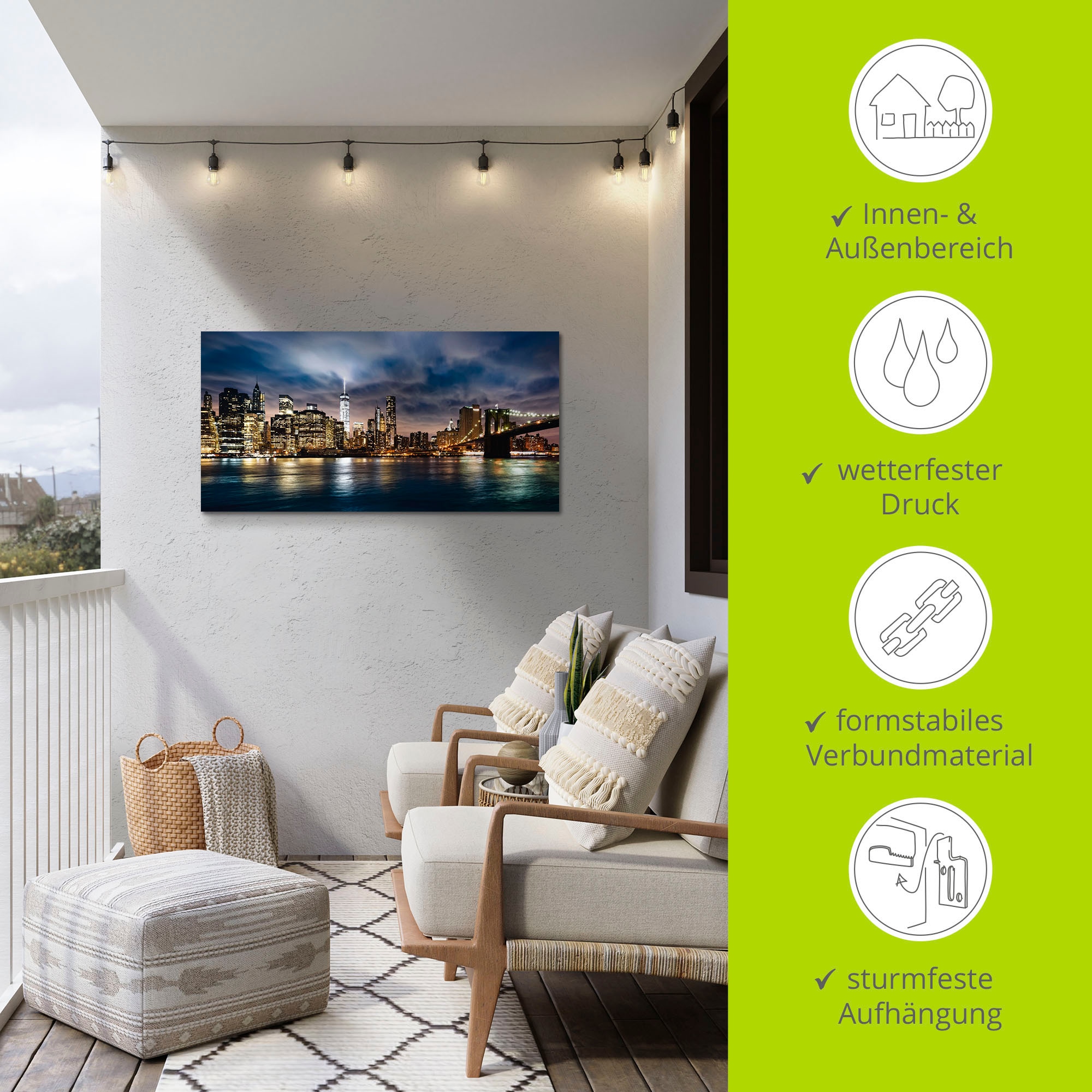 Artland Wandbild »Sonnenaufgang über Manhattan«, Amerika, (1 St.), als Alubild, Outdoorbild, Leinwandbild in verschied. Größen