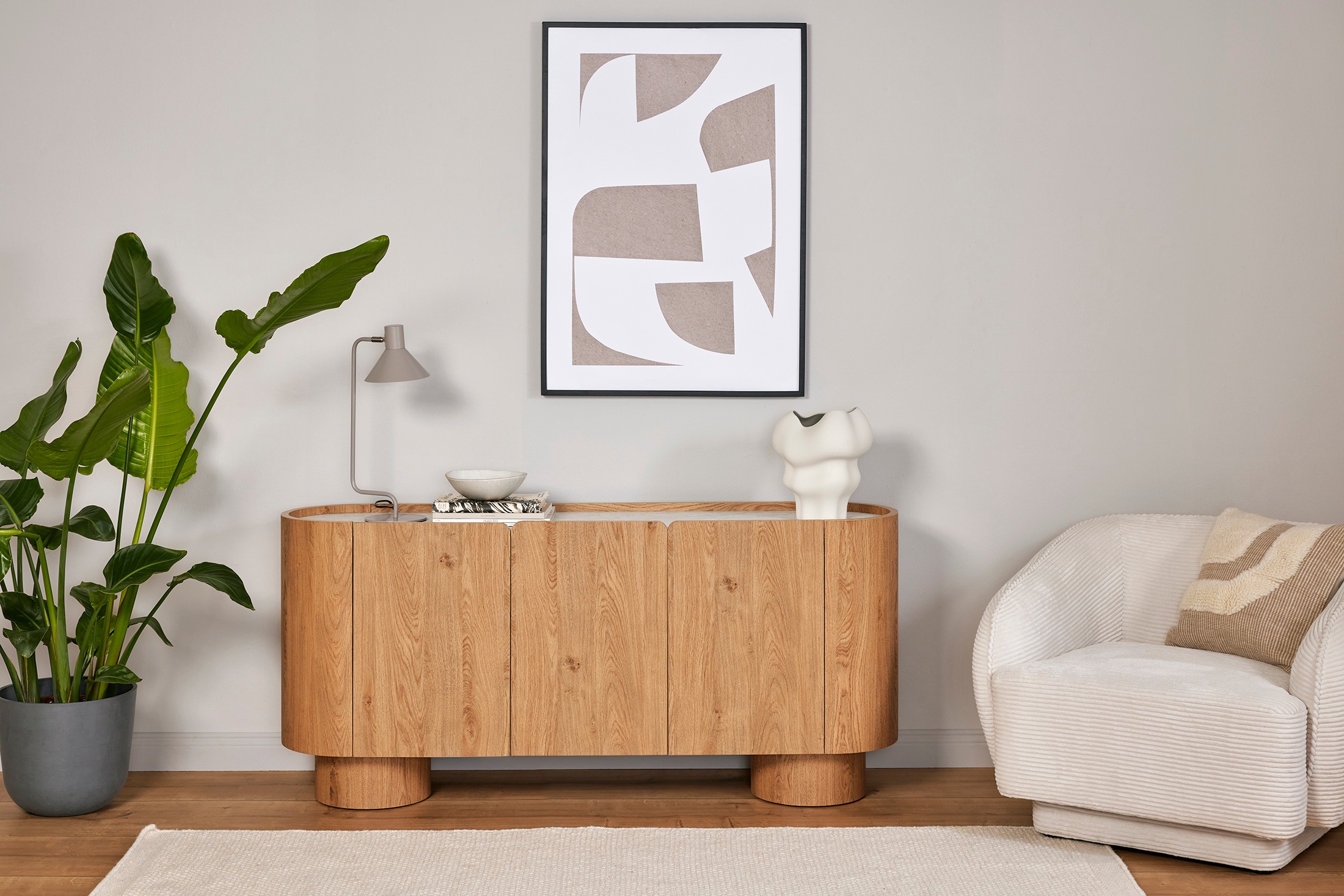 Jahnke Sideboard »CIRCO SB 160« 1 Stk. tlg. Sideboard, 3-türig, gerundetes Design, Marmor-Look, Breite 160 cm