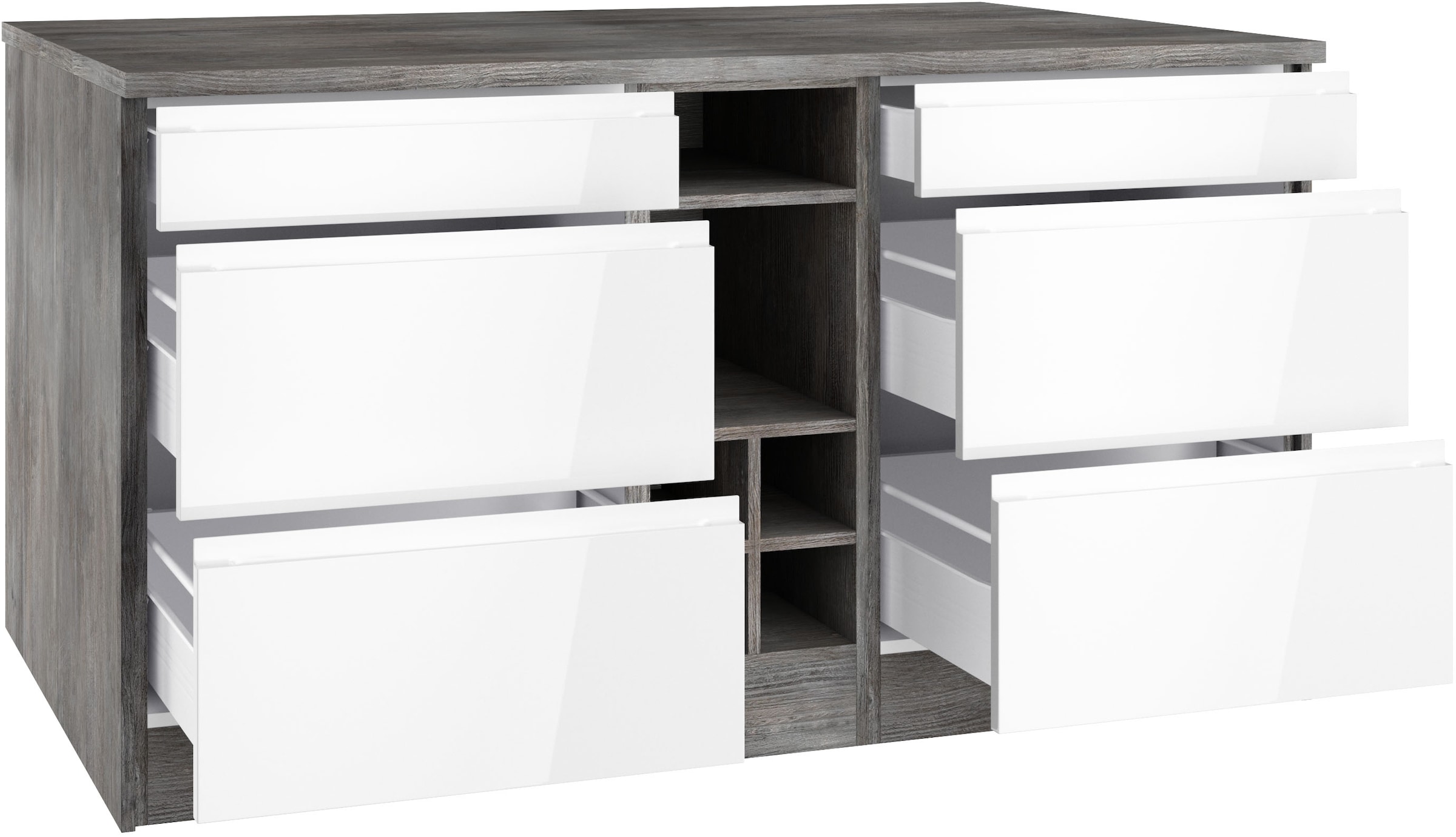 KOCHSTATION Kücheninsel »KS-Virginia«, Breite 153 cm, MDF-Fronten, Flaschenregal