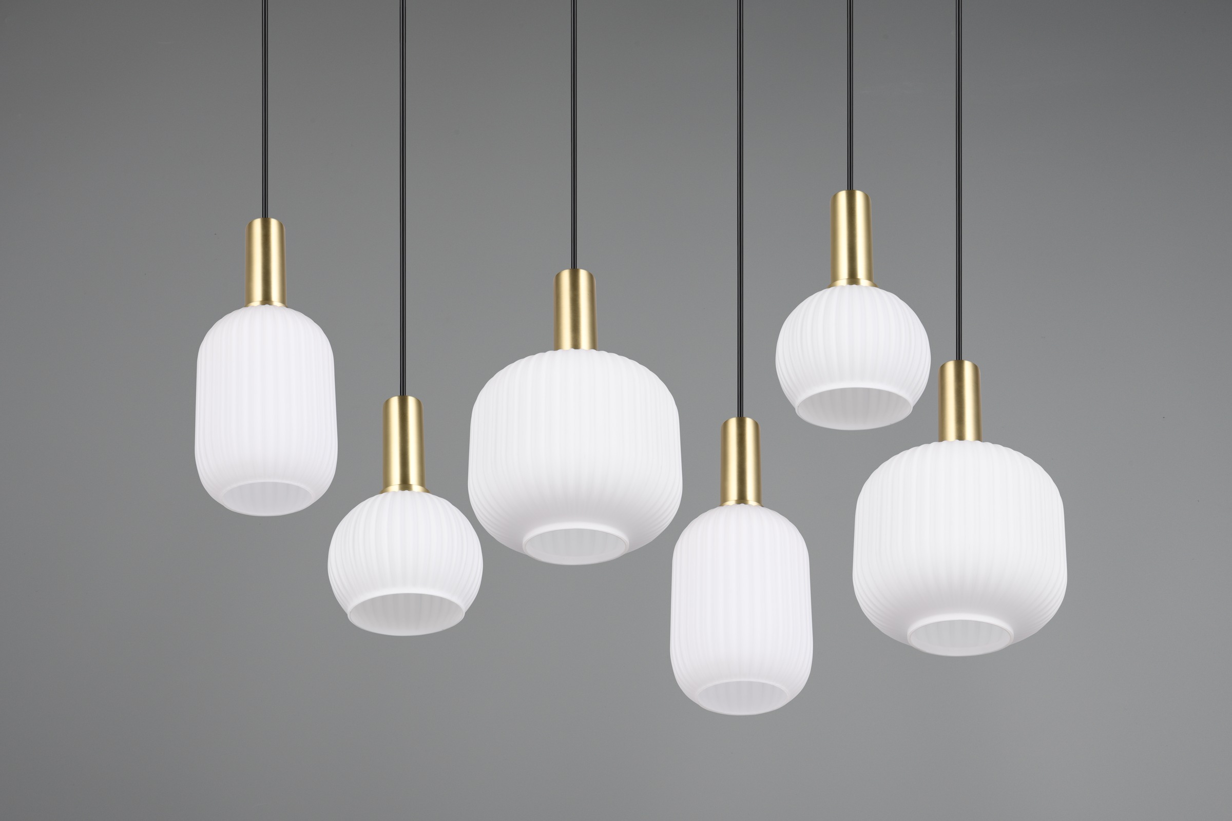 TRIO Leuchten Pendelleuchte »DIVA, E27 Hängelampe 6-flammig mit Glasschirm, exkl 6xE27 max 10W« E27 1 Stk. warmweiß - kaltweiß höhenverstellbar bis max 150cm Hängeleuchte 92x 35 cm Wohnzimmer Küche