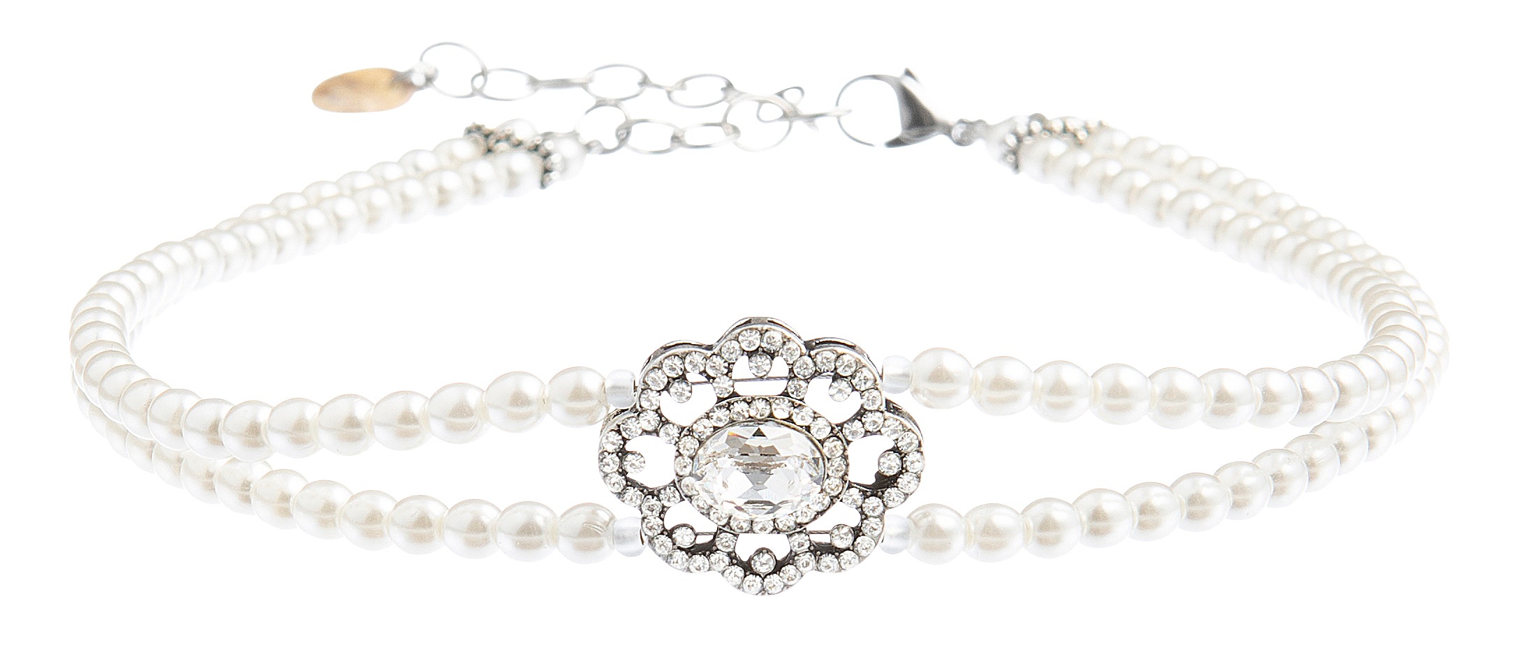 Luise Steiner Choker, (1 tlg.), Damen, mit Perlen und echtem Swarovski-Stein - Made in Austria