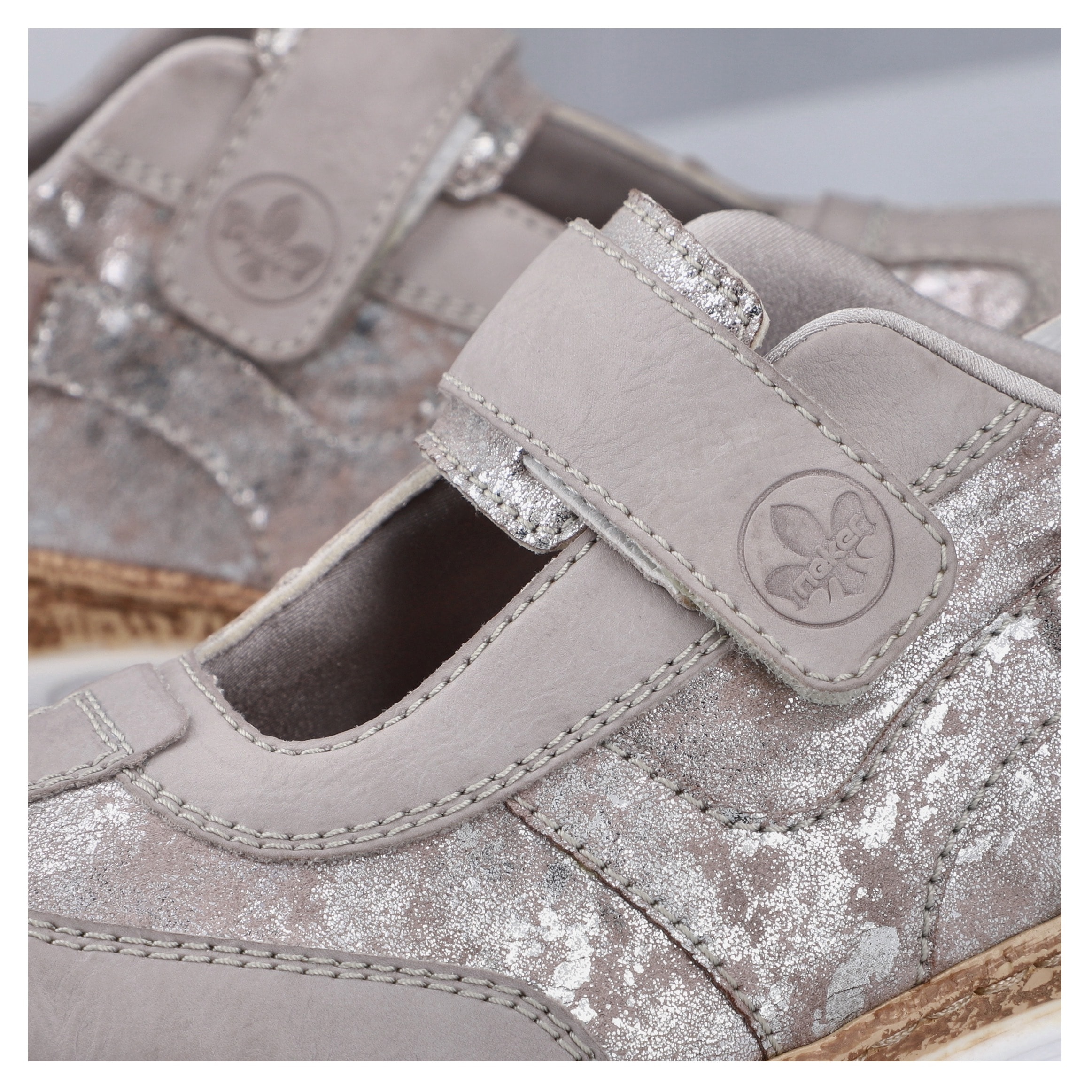 Rieker Klettschuh, Slipper, Halbschuh, Freizeitschuh, Sneaker, Keilabsatz in Korkoptik