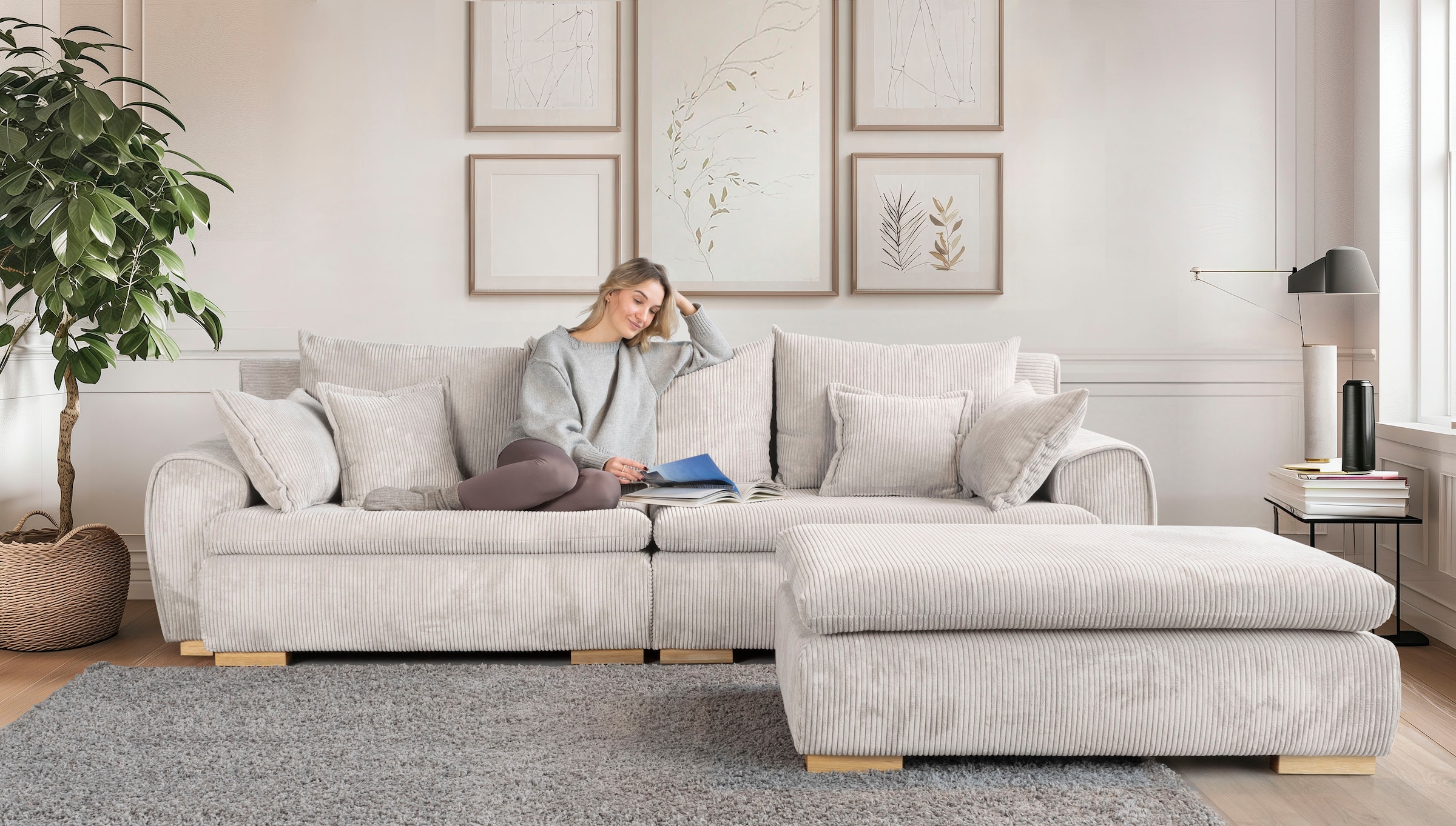 Home affaire Big-Sofa »Katja«, Breite 275 cm, Cord-Bezug
