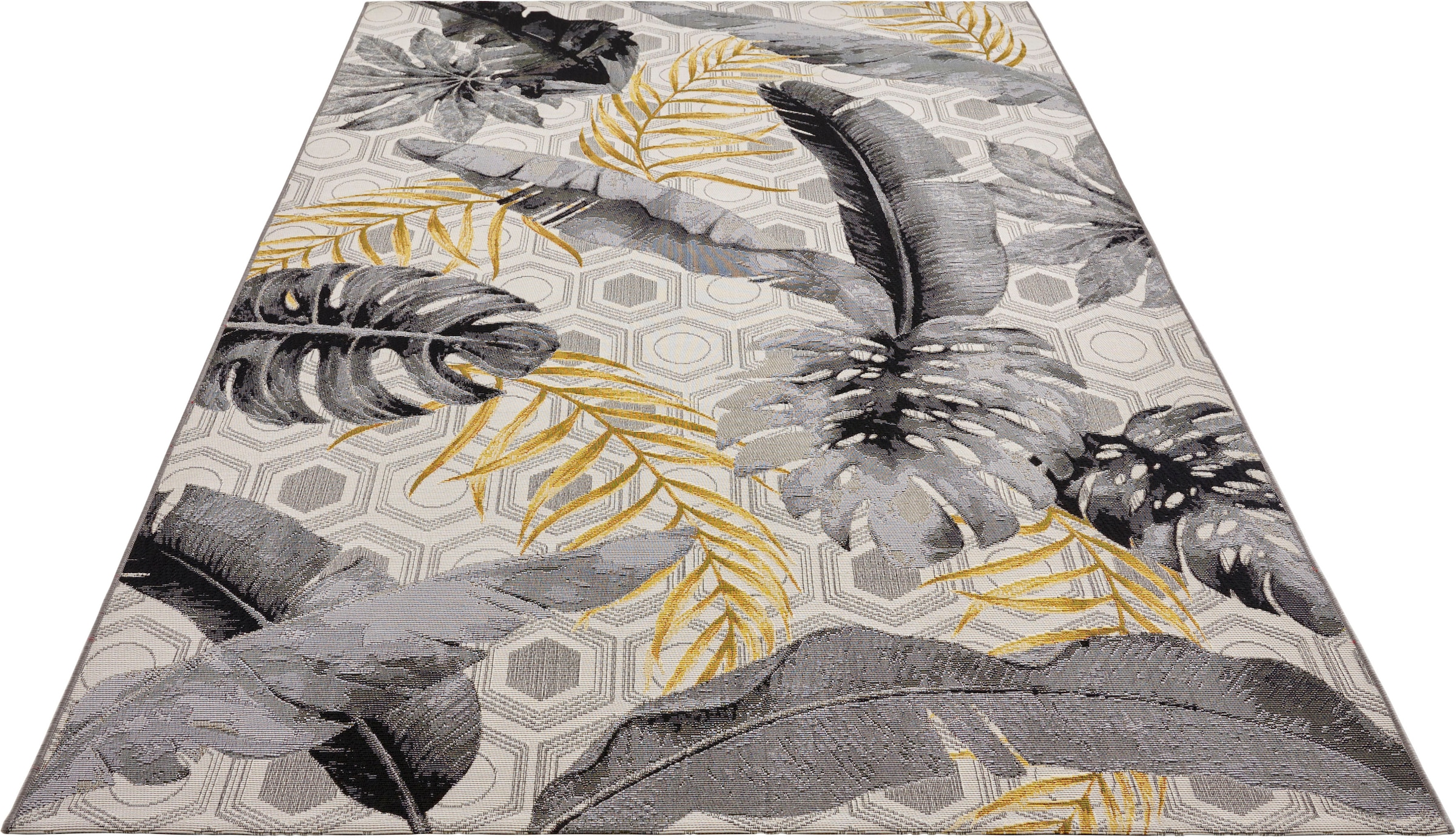 HANSE Home Outdoorteppich »Gold Leaves«, rechteckig, 3 mm Höhe, In-& Outdoor, Teppich, Wetterfest, Balkon, Garten, Wohnzimmer, Floral