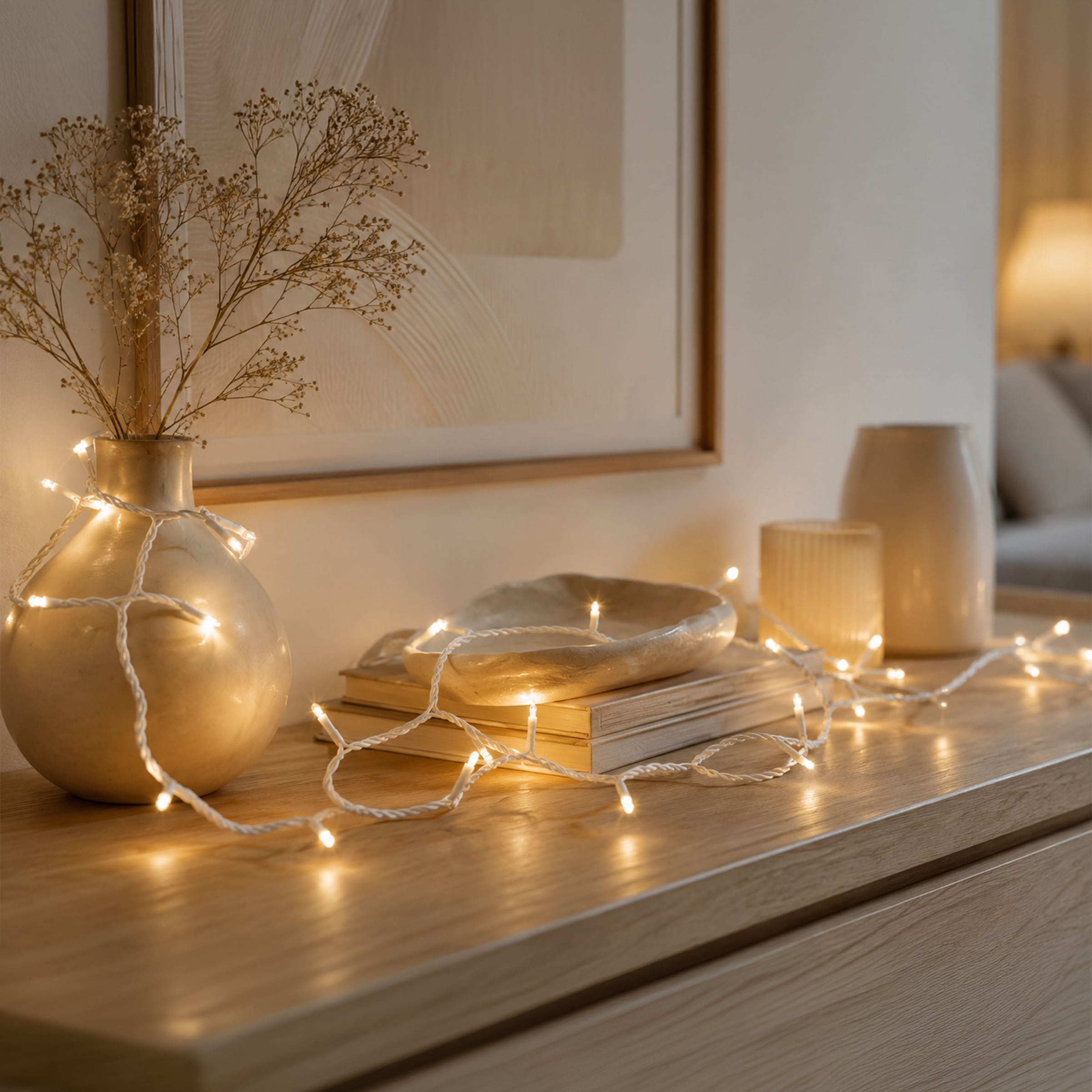 OTTO home LED-Lichterkette »in 3/6/12/18 u. 24 m Länge, warmweiß, Timer, Indoor, Outdoor, Garten« 6/18h Timer, schwarz o. weiß, 5m Zuleitung,  innen, außen, Balkon
