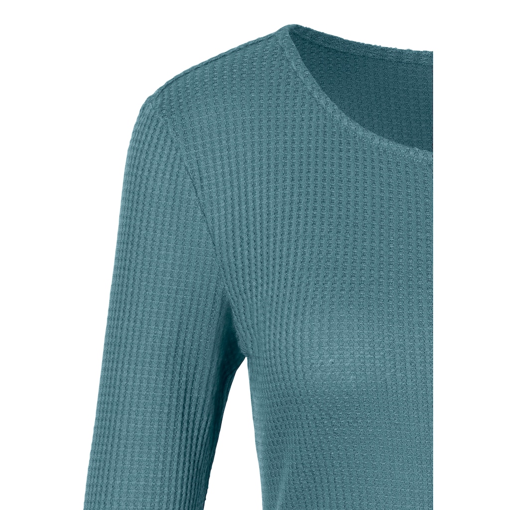 LASCANA Langarmshirt, (2er-Pack), in modischer Pique-Optik