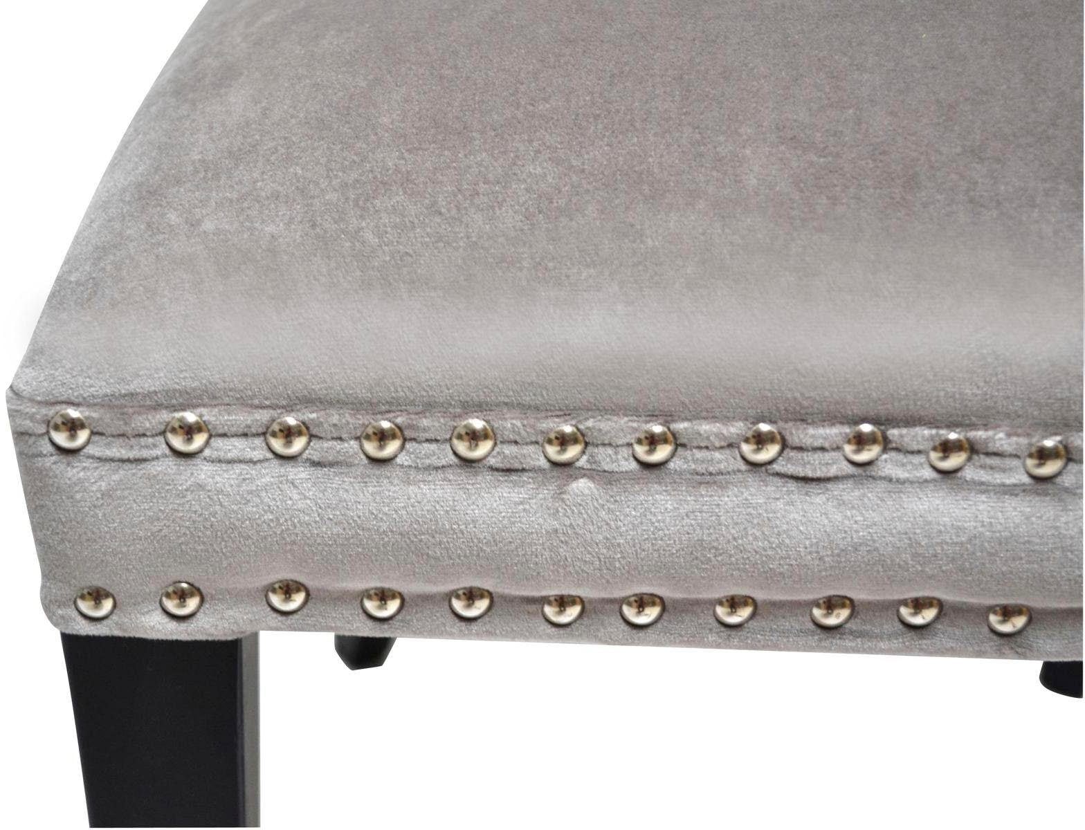 Leonique Stuhl »Cassy«, (Set), 1 St., Samtvelours, Polsterstuhl, silbergrauer Velour, Ziernägel, 50x62x101