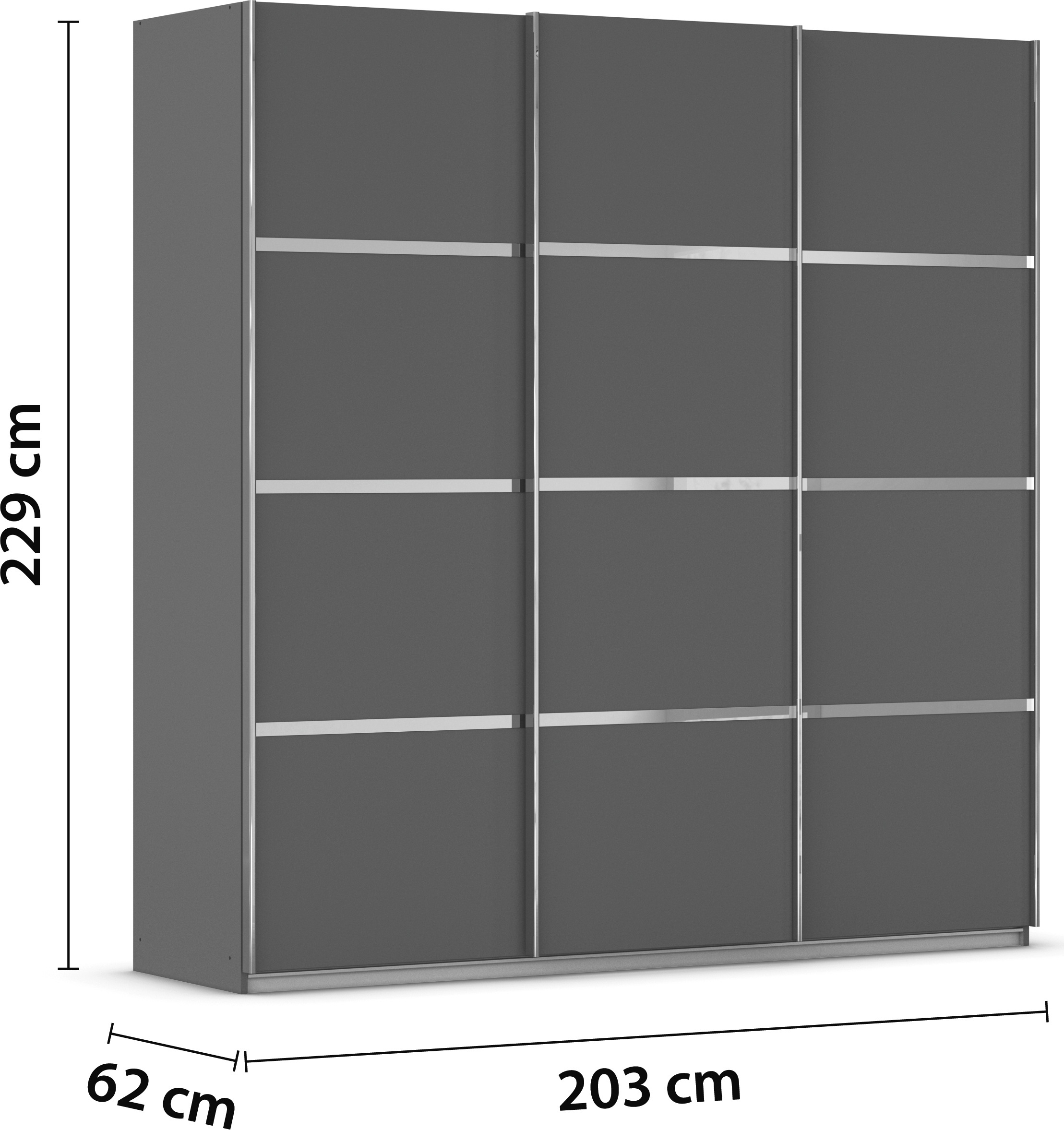 rauch Kleiderschrank »Schwebetürenschrank OTTO´s Choice Garderobe Schrank TOP ANGEBOT Avola«, (in 3 verschiedenen Ausstattungen BASIC/CLASSIC/PREMIUM), mit eleganten Zierleisten in Chrom, Schwarz oder Weiß MADE IN GERMANY