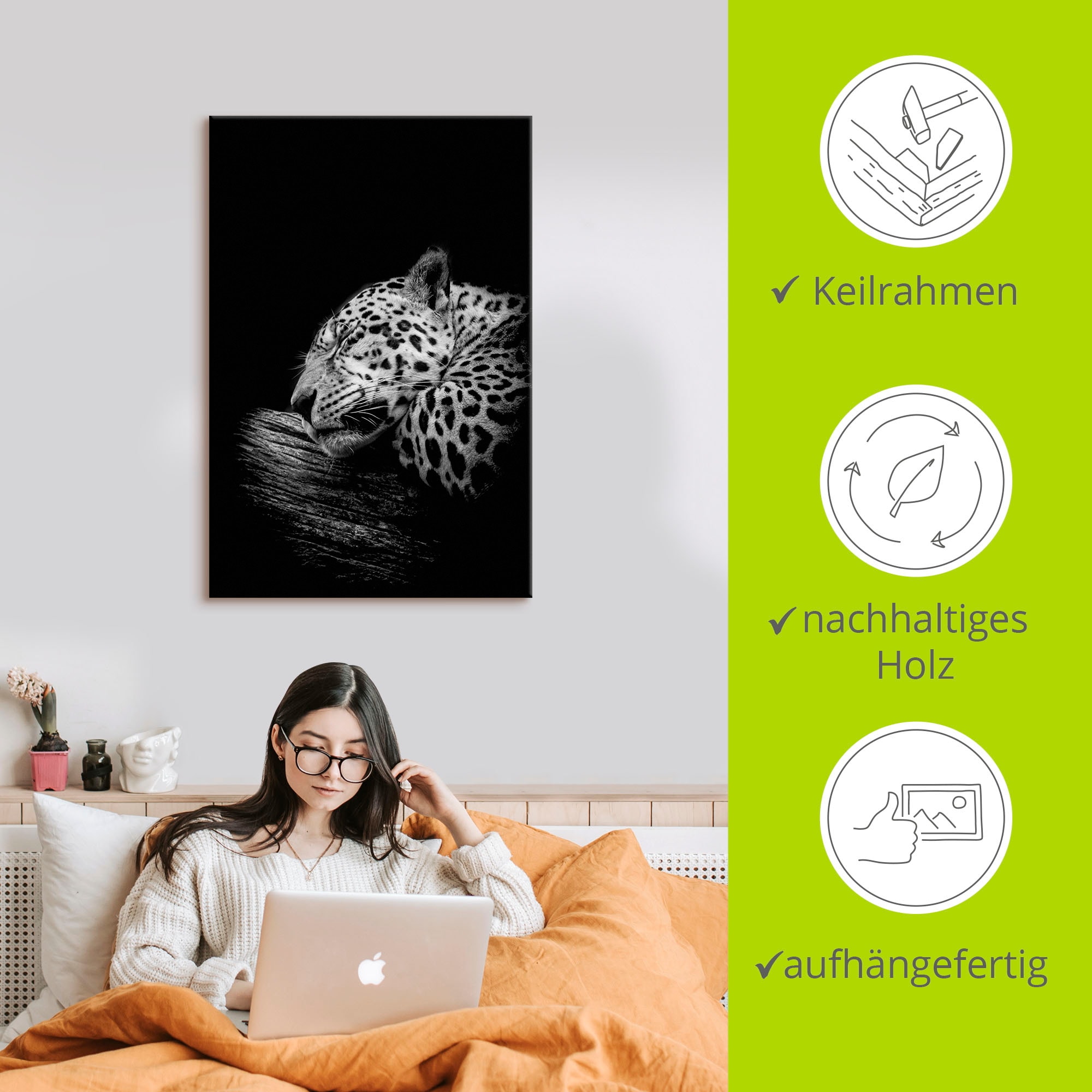 Artland Wandbild »Der schlafende Jaguar«, Wildtiere, (1 St.), als Alubild, Outdoorbild, Leinwandbild, Poster in verschied. Größen