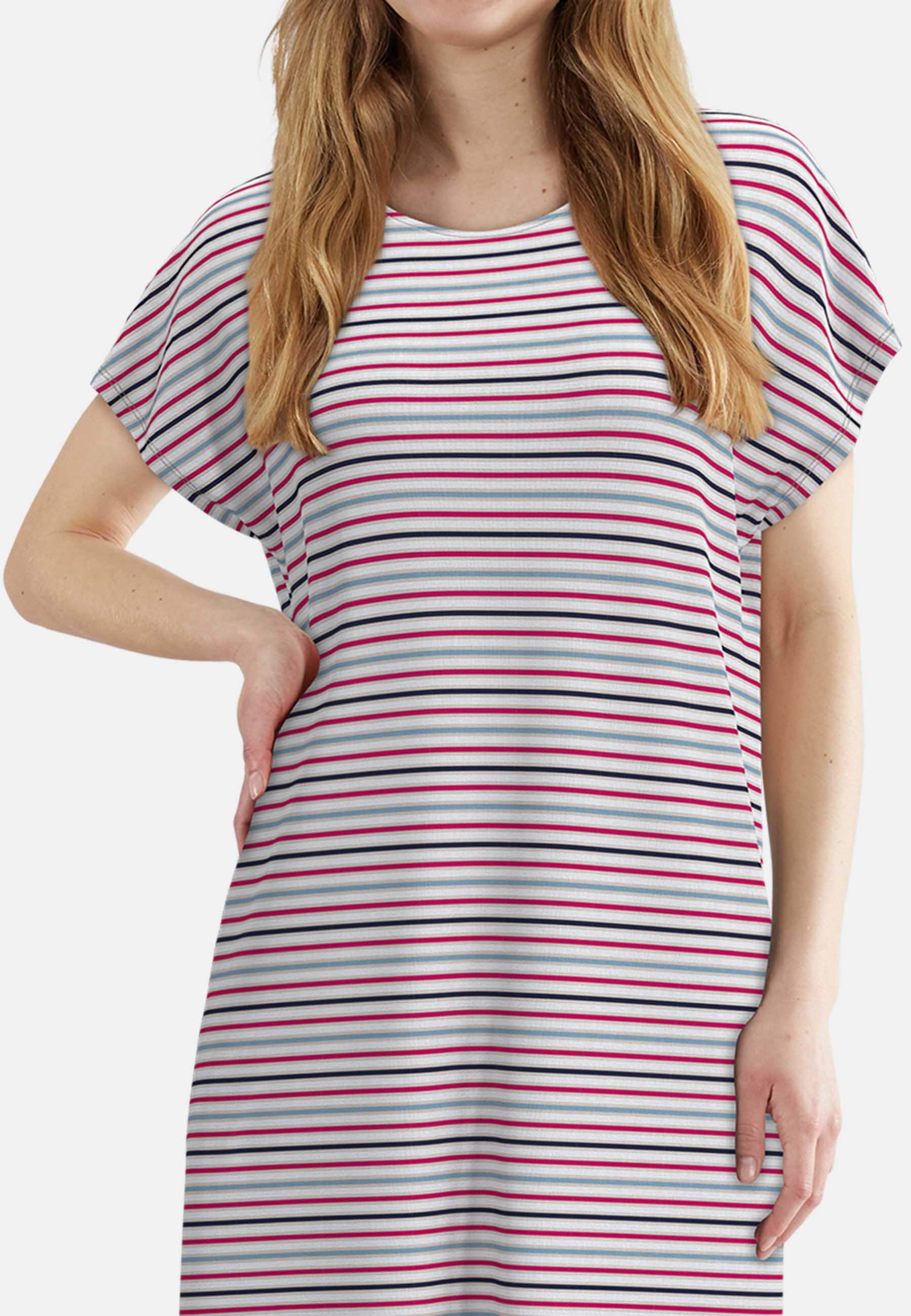 TOM TAILOR Nachthemd gestreift, Kurzarm, Rundhalsausschnitt, atmungsaktiv, Viskosemix