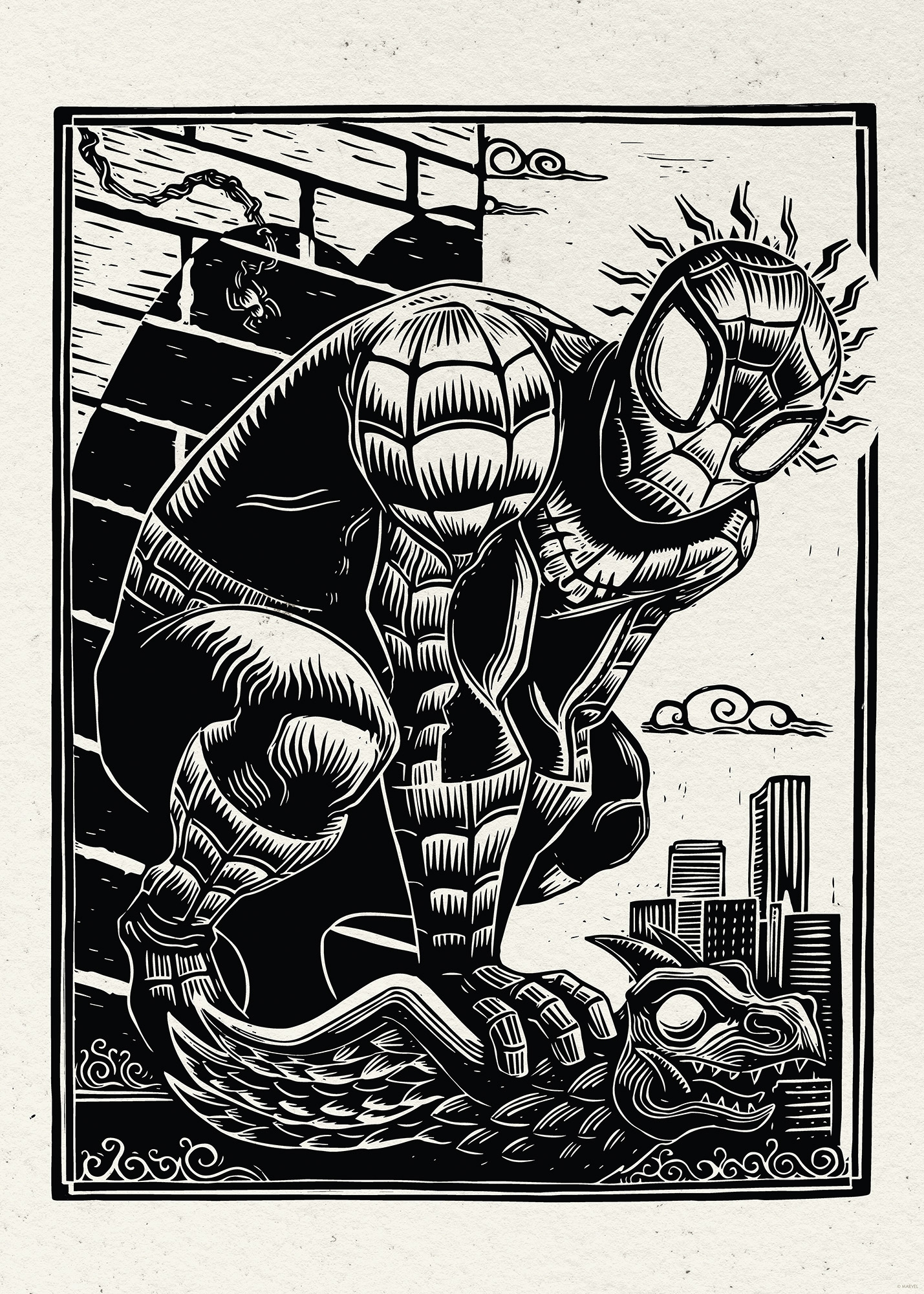 Komar Wandbild »Marvel Spider-Man Lino-Cut«, Disney, (Set, 1 St.), 50 x 70 cm (Breite x Höhe) - Kinderzimmer, Dekoration