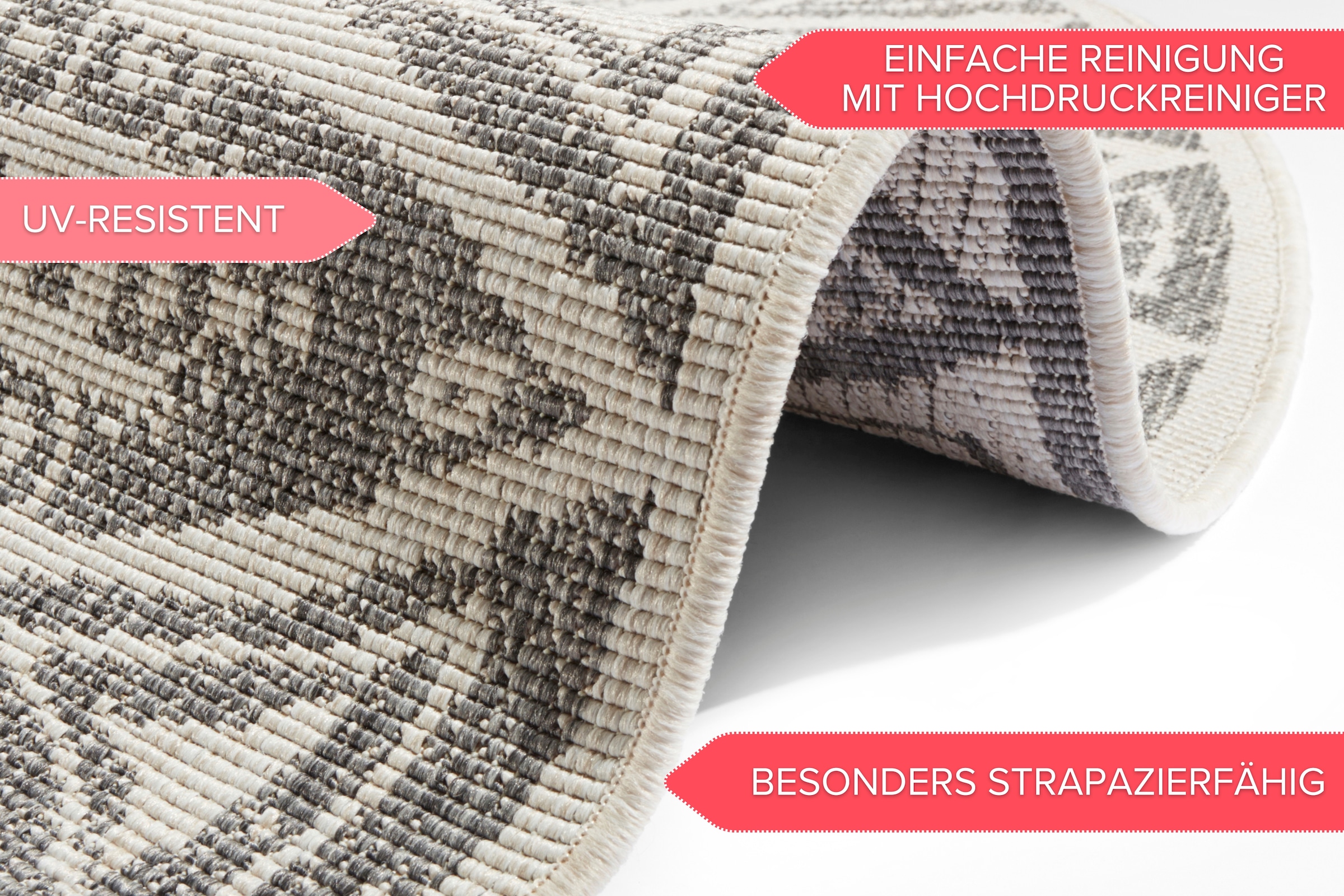 freundin Home Collection Teppich »Lilja Wendeteppich«, rund, 5 mm Höhe, In-& Outdoor, beidseitig, Wetterfest, Balkon, Garten, Wohnzimmer