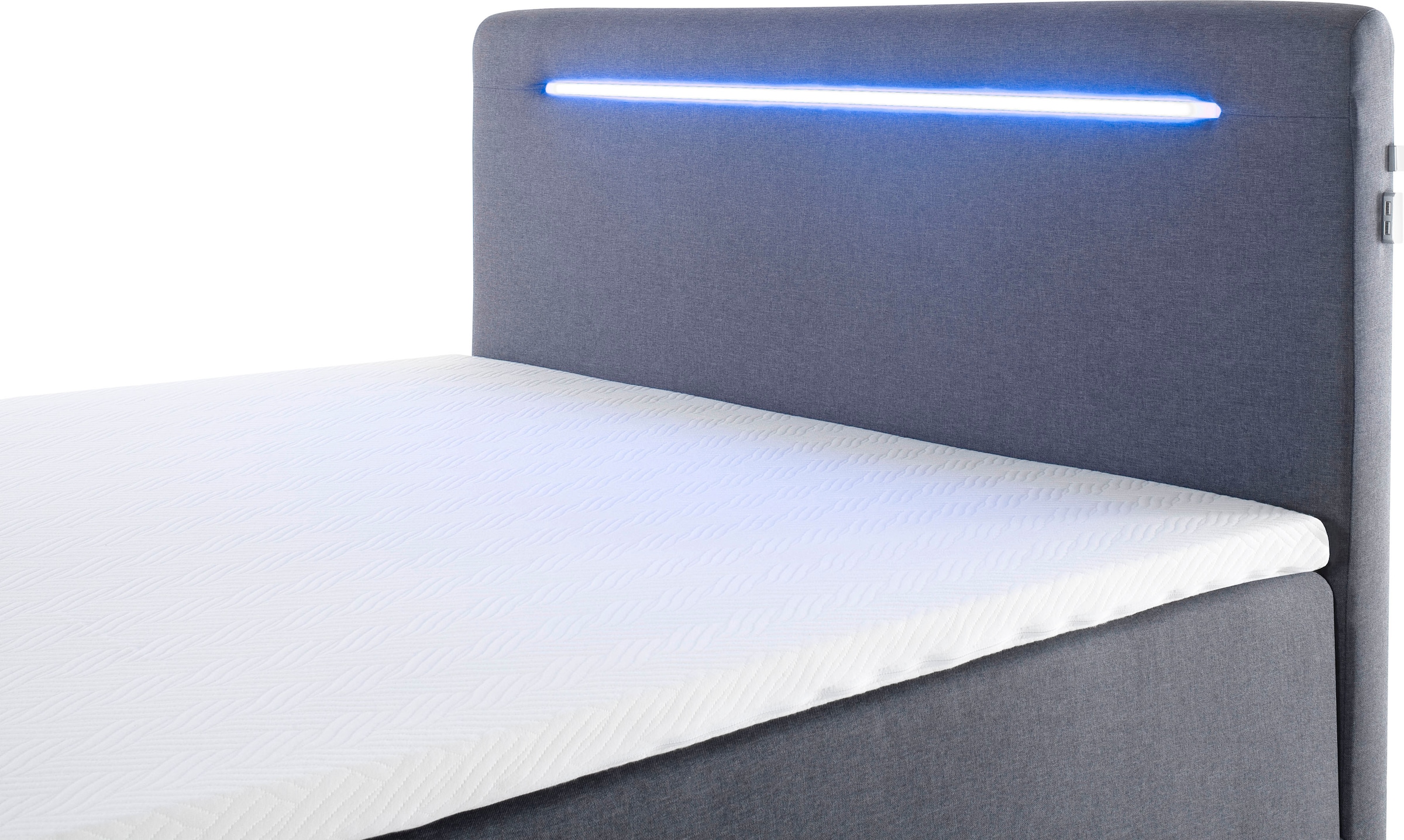 meise.möbel Boxspringbett »Las Vegas«, Füße und Kopfteil mit LED-Beleuchtung, mit Bettkasten und Topper