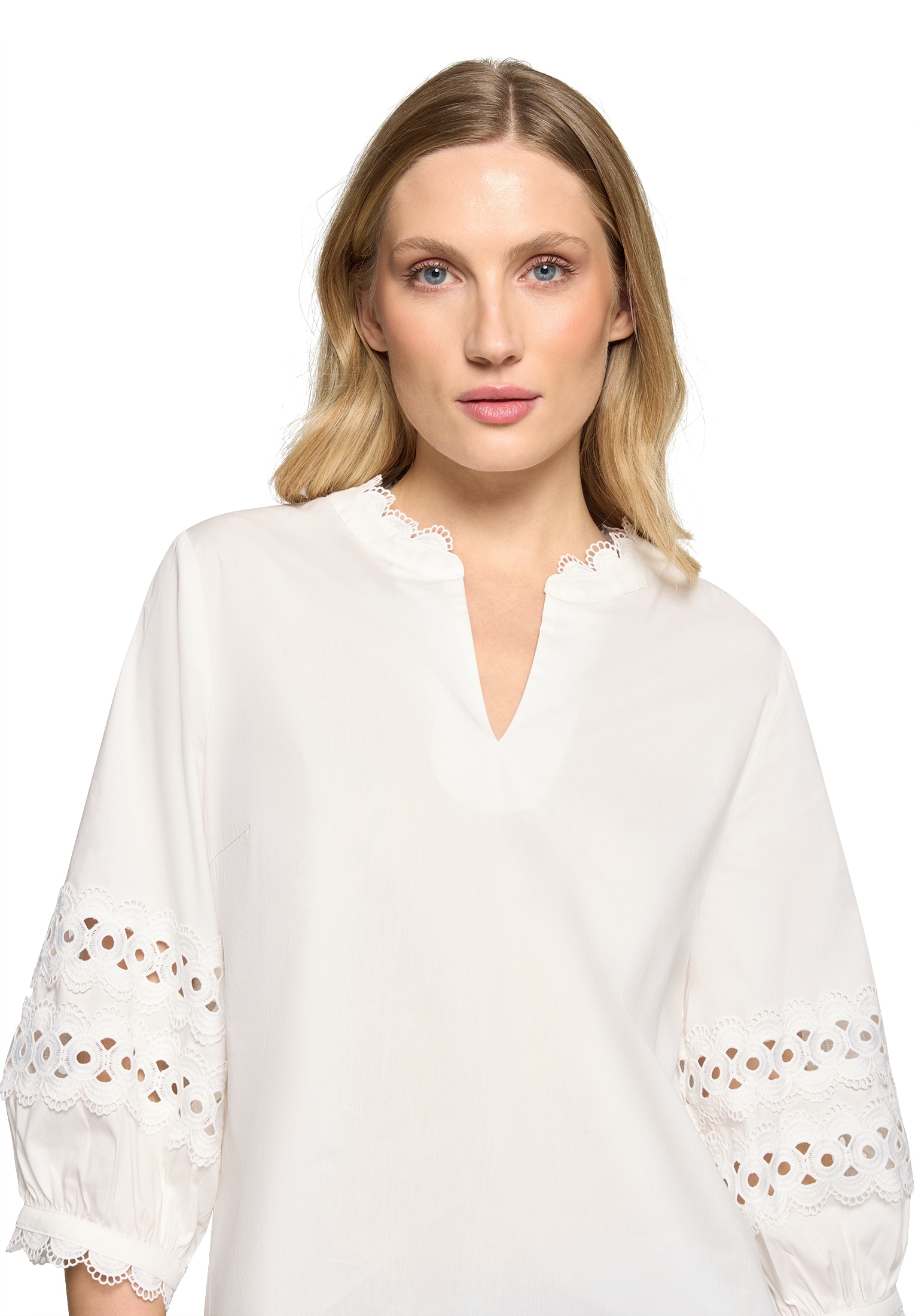 Betty&Co Klassische Bluse »Casual-Bluse mit Spitzeneinsatz«