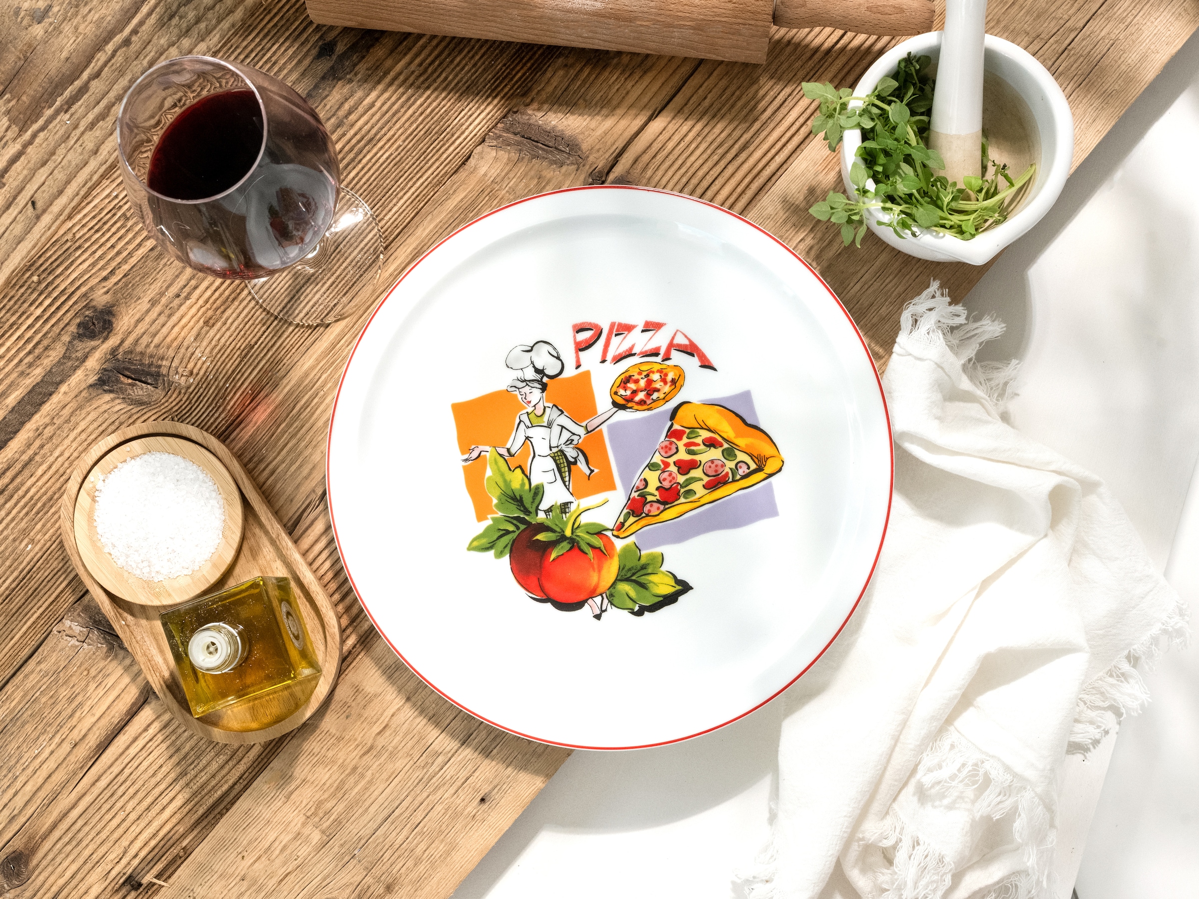 CreaTable Pizzateller »Milano Sofia, Teller-Set, 4-tlg.« Vielseitig einsetzbar, Europäische Qualität