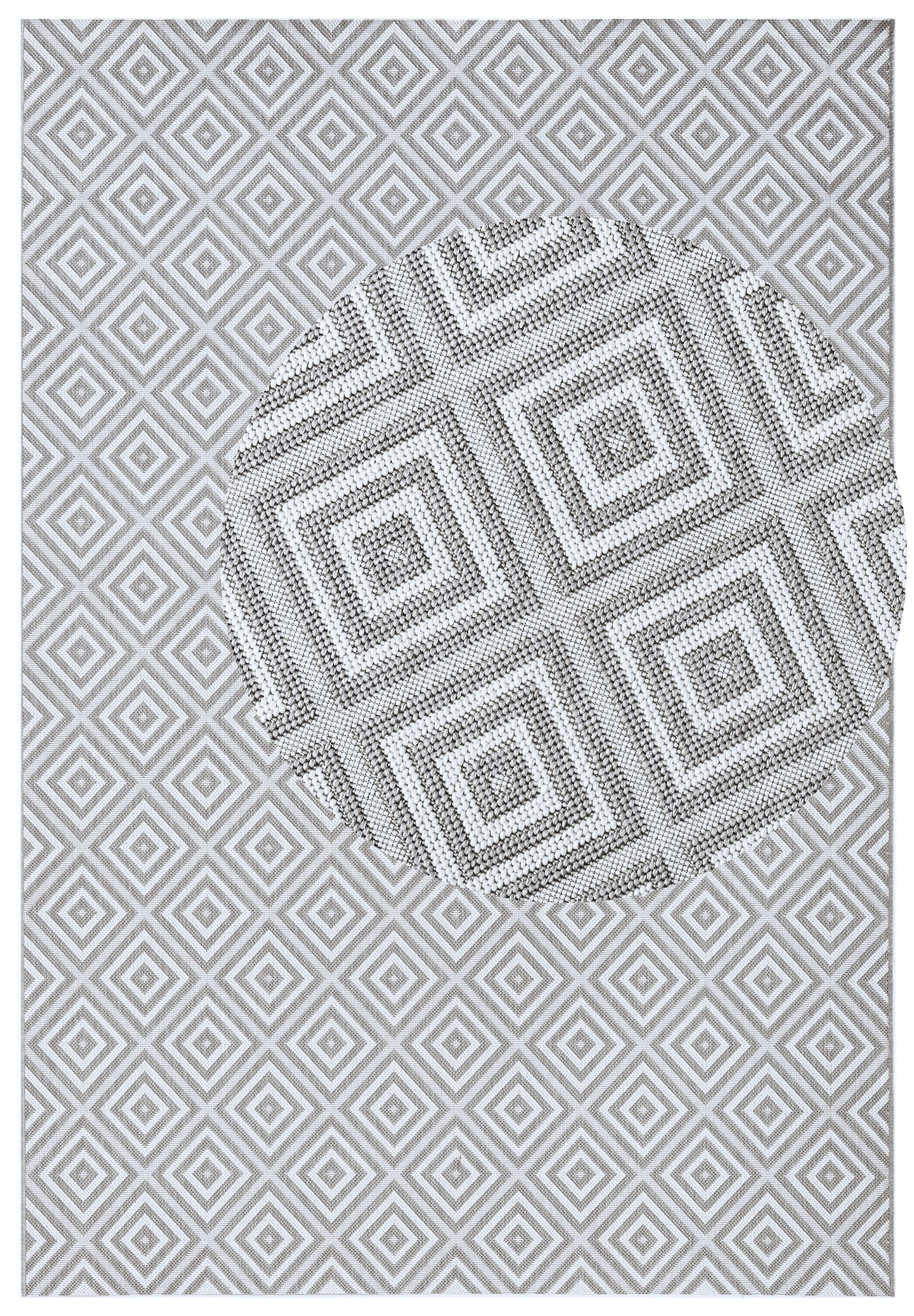 NORTHRUGS Teppich »Karo«, rechteckig, 8 mm Höhe, In- & Outdoor, Läufer, Wetterfest, Raute, Balkon, Garten, Flur