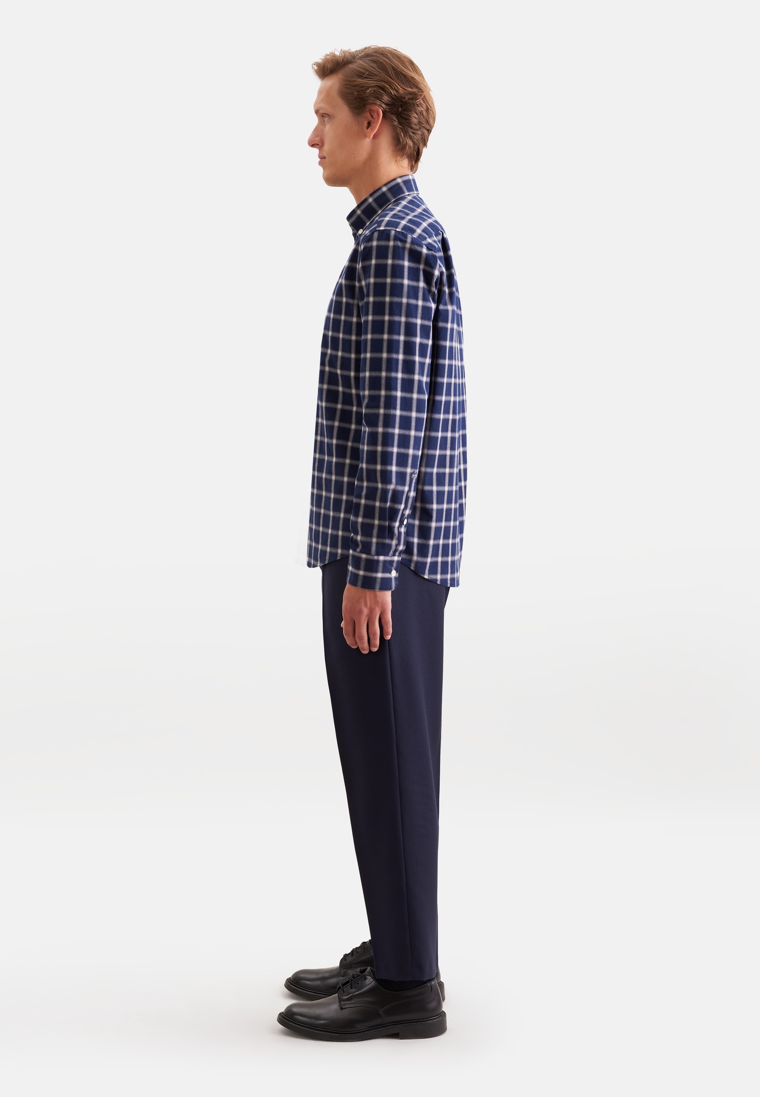 seidensticker Businesshemd Regular 1/1 Button-Down-Kragen Karo