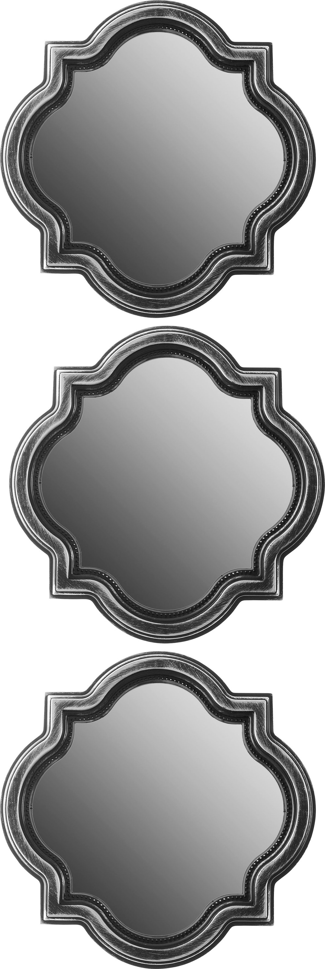 Myflair Möbel & Accessoires Dekospiegel »Pamba, schwarz«, (Set, 3 St.), Wandspiegel, Wanddeko, Ø 24,3 cm, mit Rahmen, Wohnzimmer
