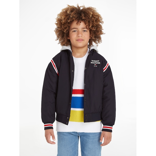 Tommy Hilfiger Bomberjacke »TH LOGO BOMBER JACKET«, mit Kapuze, mit  Logostickerei auf der Brust kaufen bei OTTO