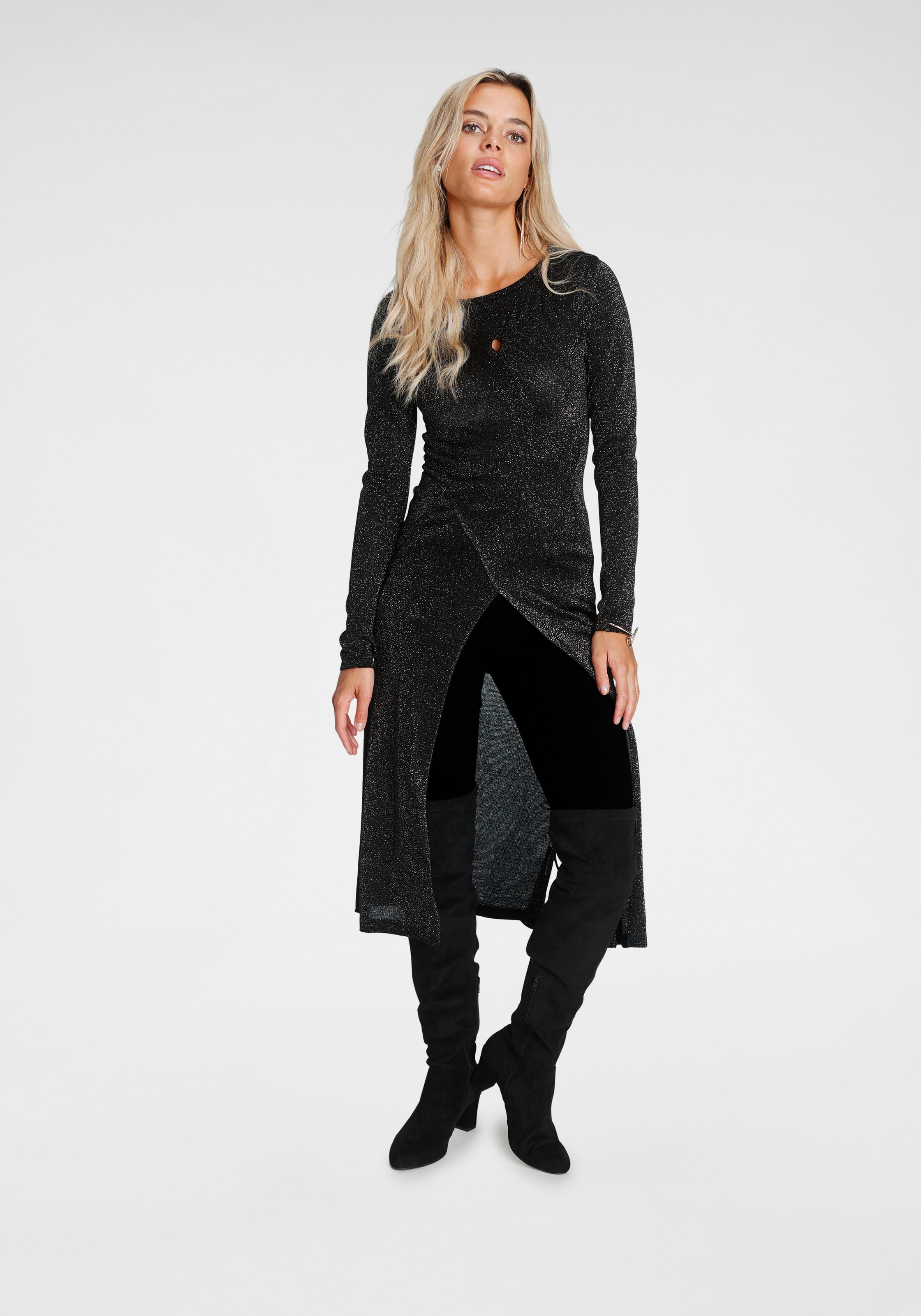 Melrose Longpullover, mit Glanzgarn