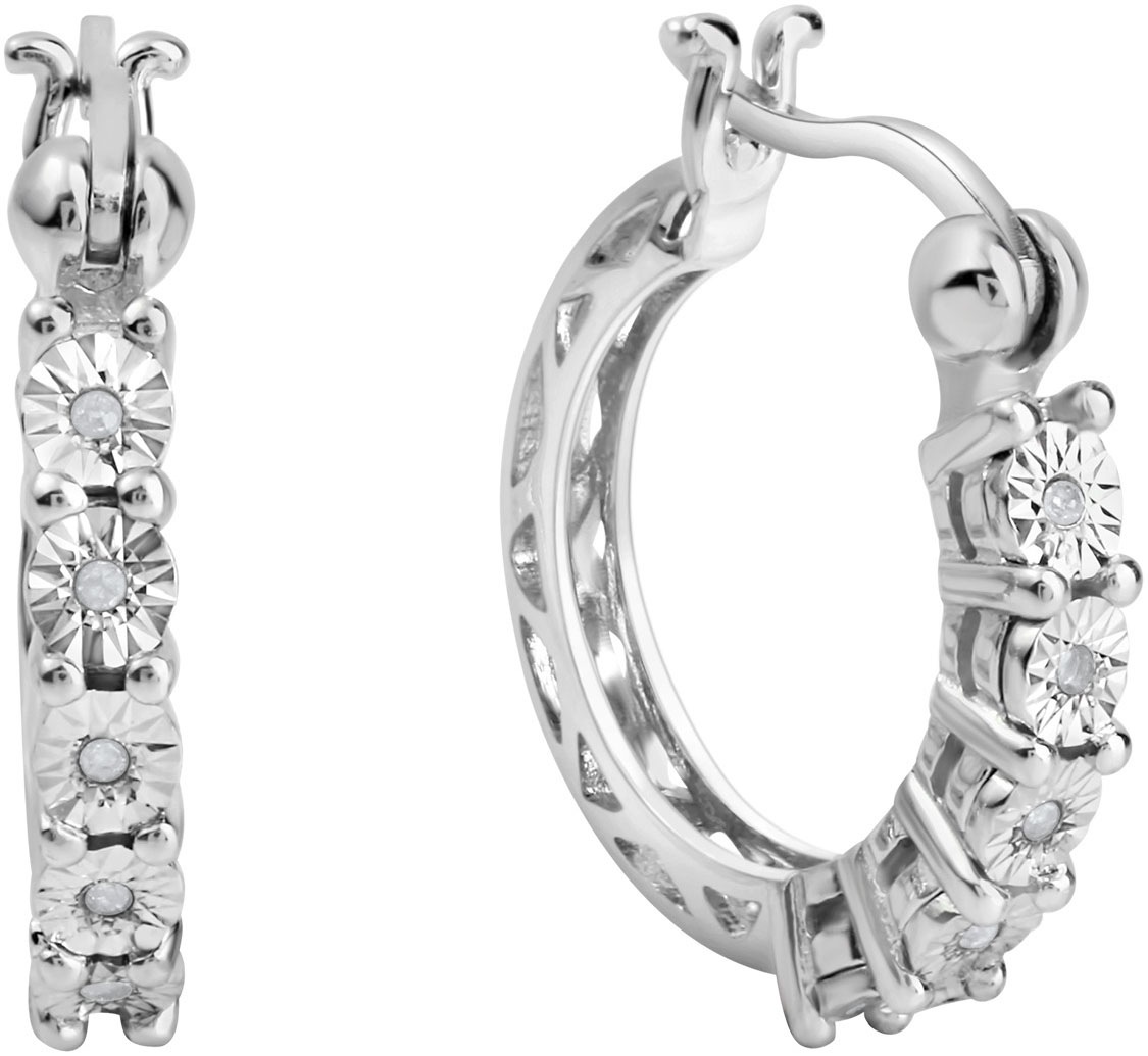 Paar Creolen »Schmuck Geschenk Silber 925 Ohrschmuck Ohrringe«, mit Diamant