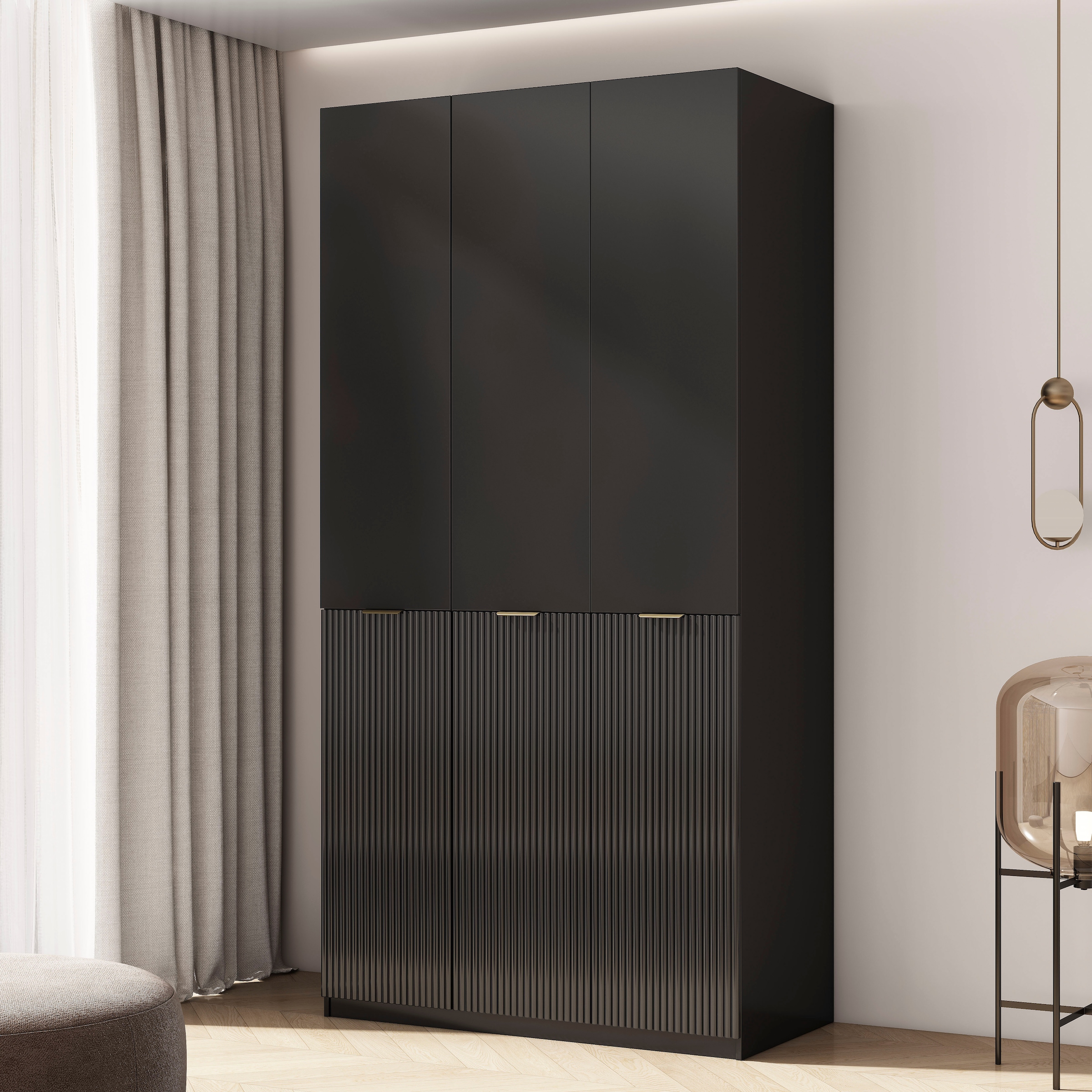 OTTO home Kleiderschrank »Jorella Schlafzimmerschrank Garderobe mit Softclose« eleganter Schlafzimmerschrank Rillendesign Trend Breite 121cm