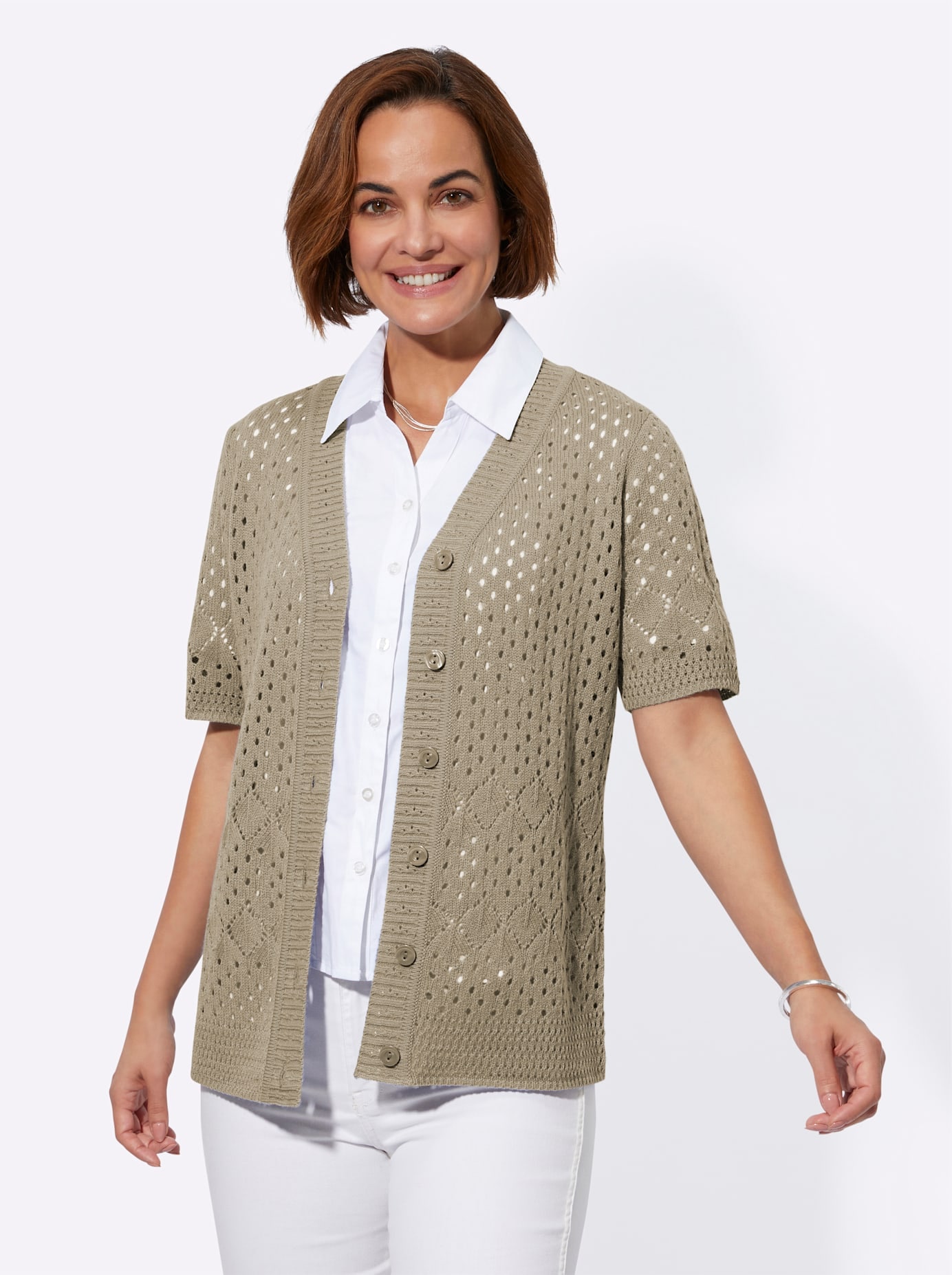 Classic Basics Ajourstrickjacke
