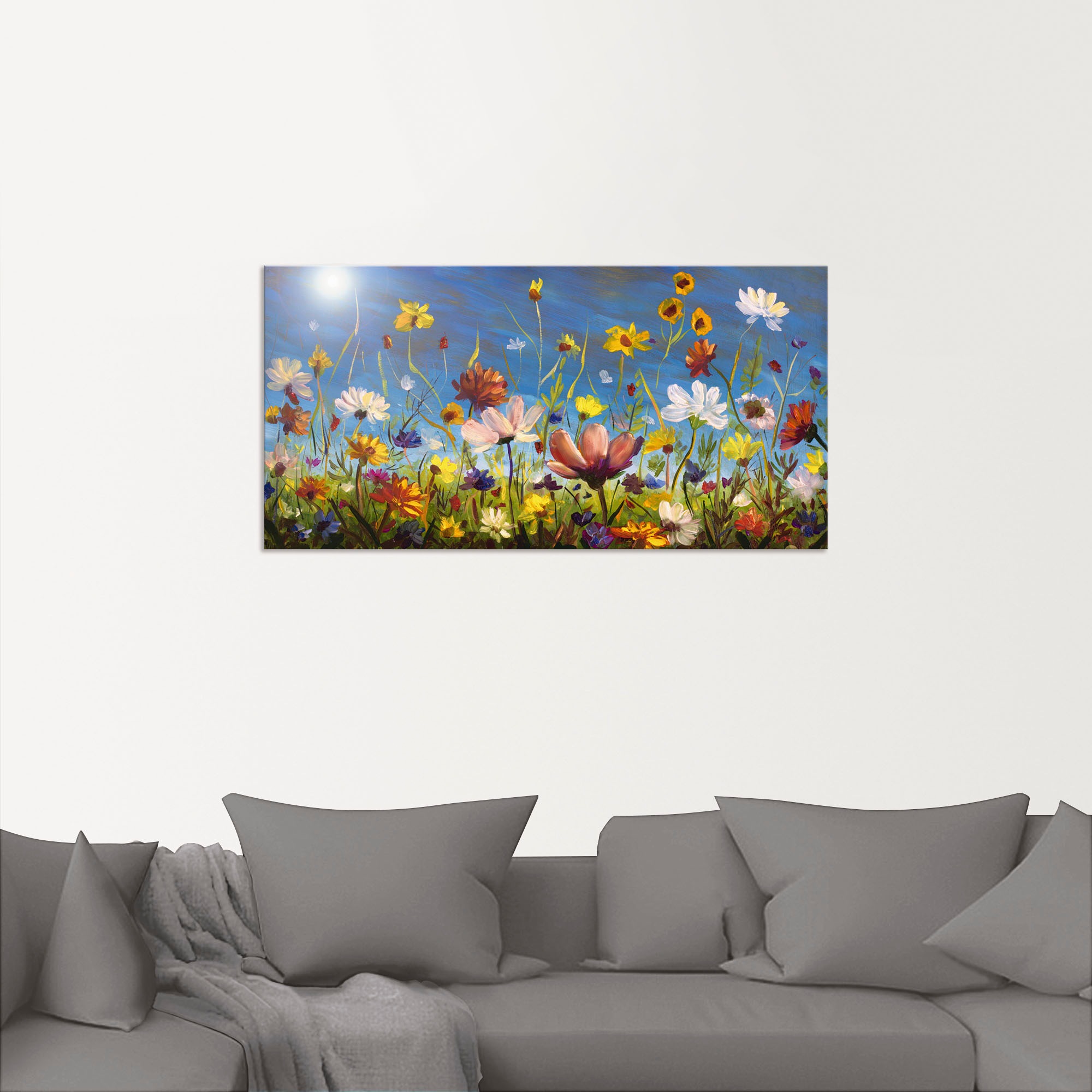Artland Wandbild »Wildblumenwiese blauer Himmel«, Blumenwiese, (1 St.), als Alubild, Outdoorbild, Leinwandbild, Poster, Wandaufkleber