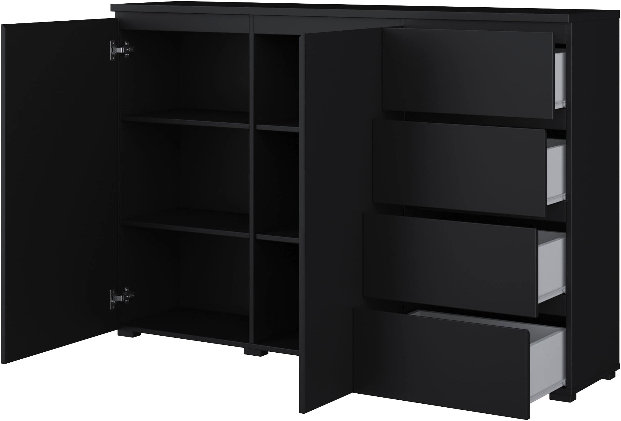 OTTO home Highboard »Modo, Breite 150 cm, moderne grifflose Kommode 2Türen/4 SK« Schubladenkommode mit viel Stauraum, Einlegeböden verstellbar