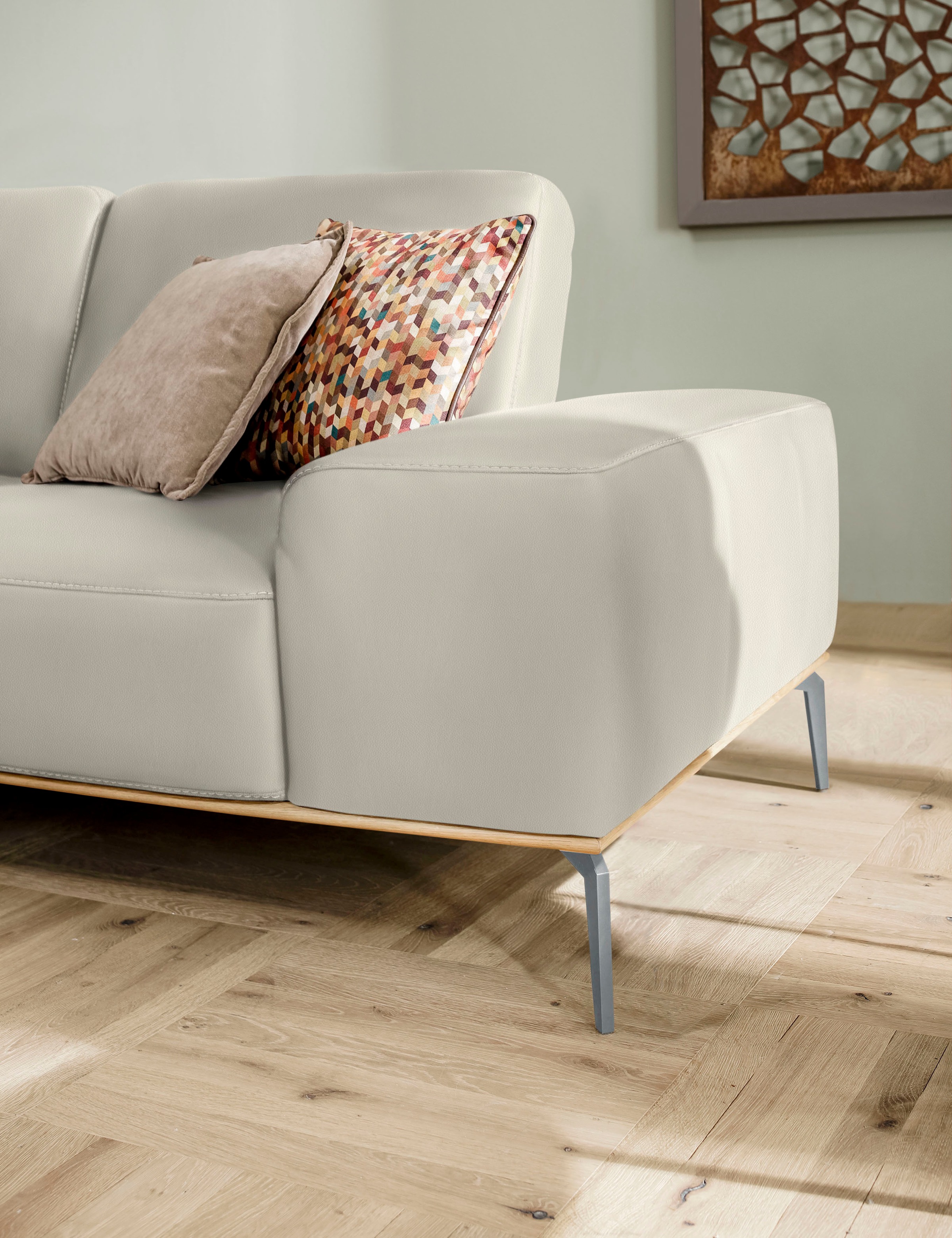 W.SCHILLIG Ecksofa »run, Designsofa mit tollem Sitzkomfort, bequem, L-Form«, mit elegantem Holzsockel, Füße in Silber matt, Breite 279 cm
