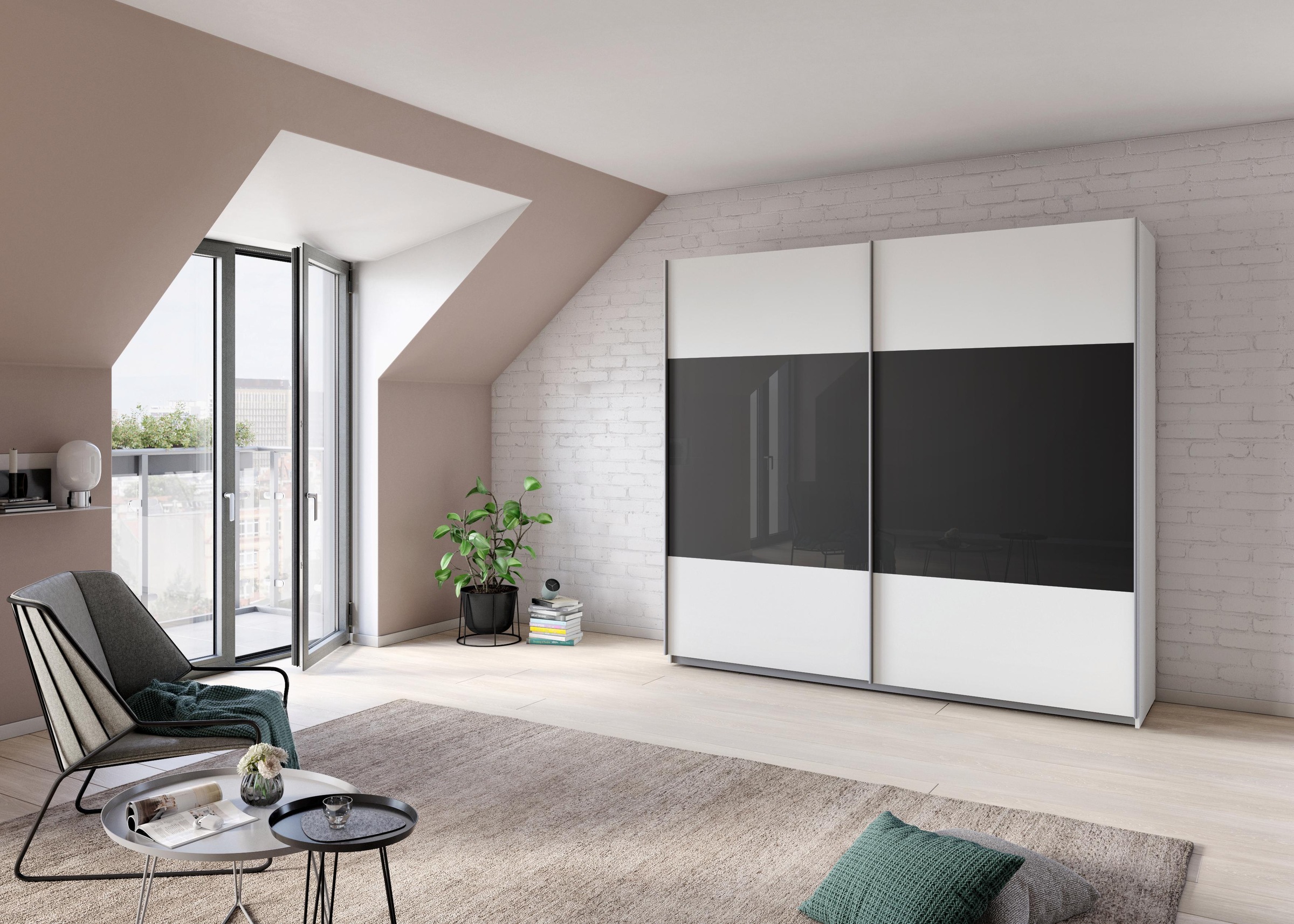 rauch ORANGE Schwebetürenschrank »Quadra«, mit Glaselementen