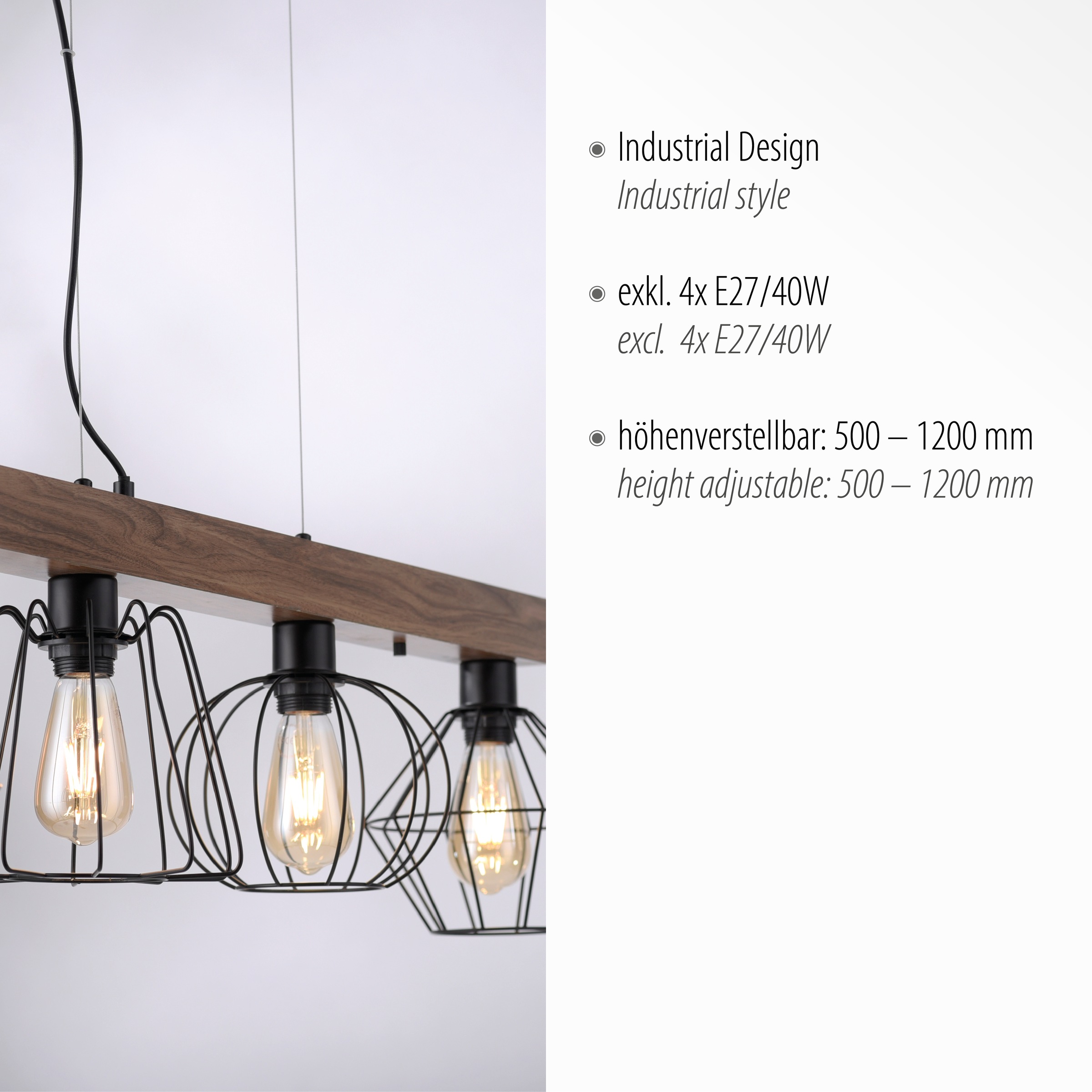 JUST LIGHT Pendelleuchte »KASKA« E27 1 Stk. ExklusiveE27