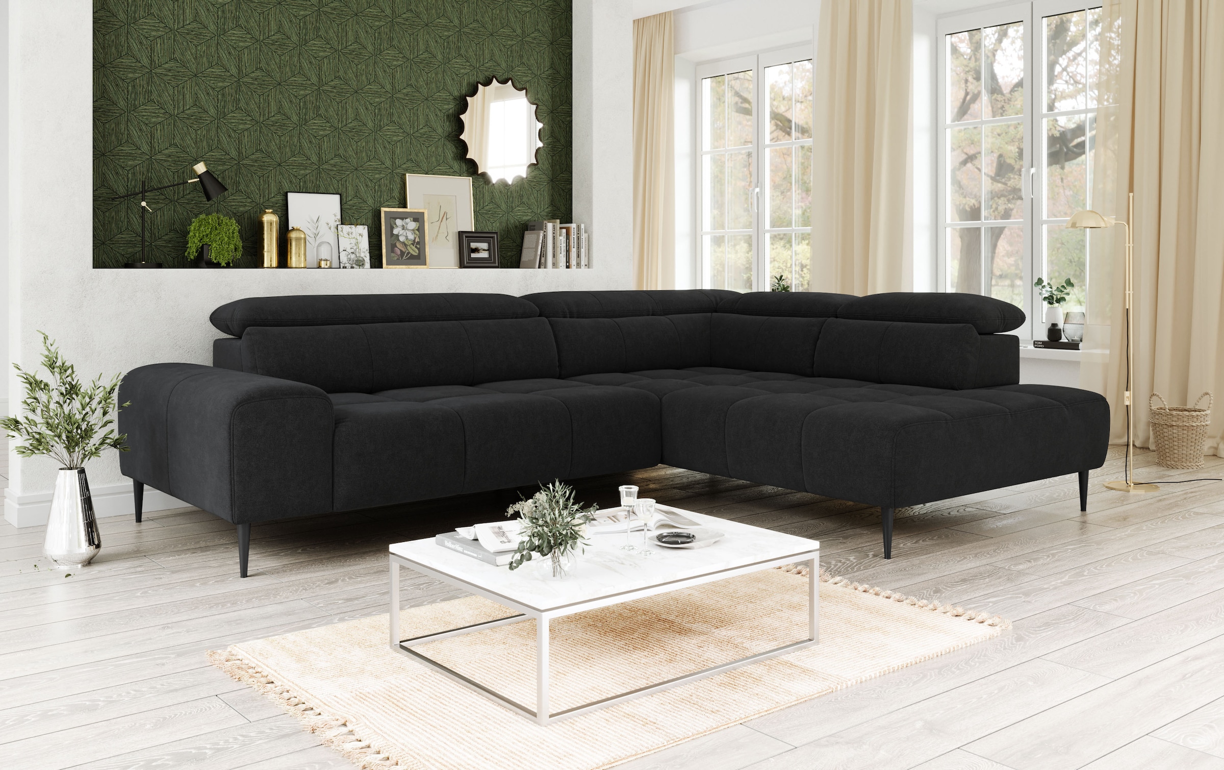 COTTA Ecksofa »Theo L-Form, B: 298 cm« mit Kopfteilverstellung, optional Sitztiefenverstellung