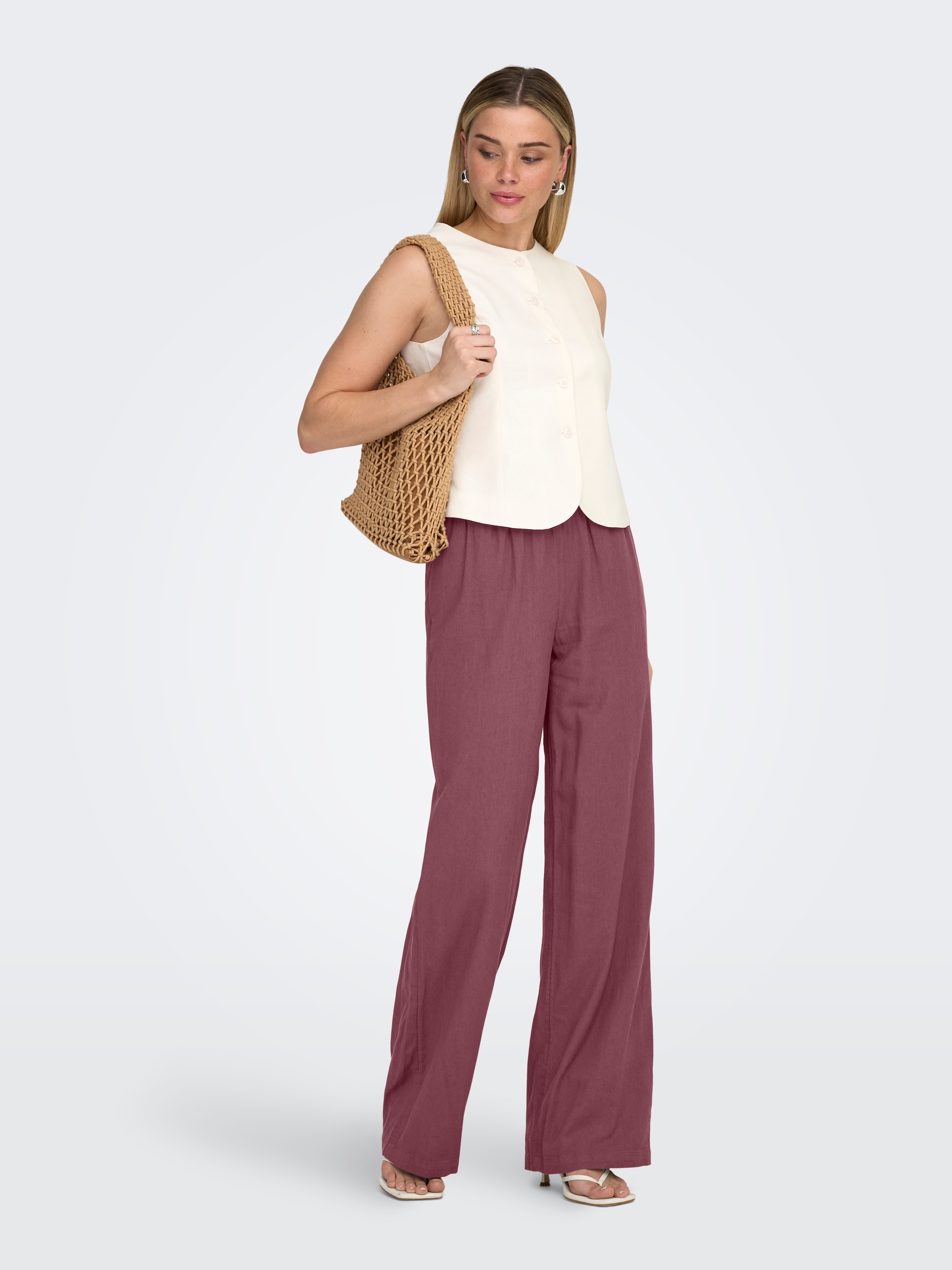 ONLY Schlupfhose »ONLGOA MW LINEN BL PULL-UP PANT CC PNT«  mit Leinen