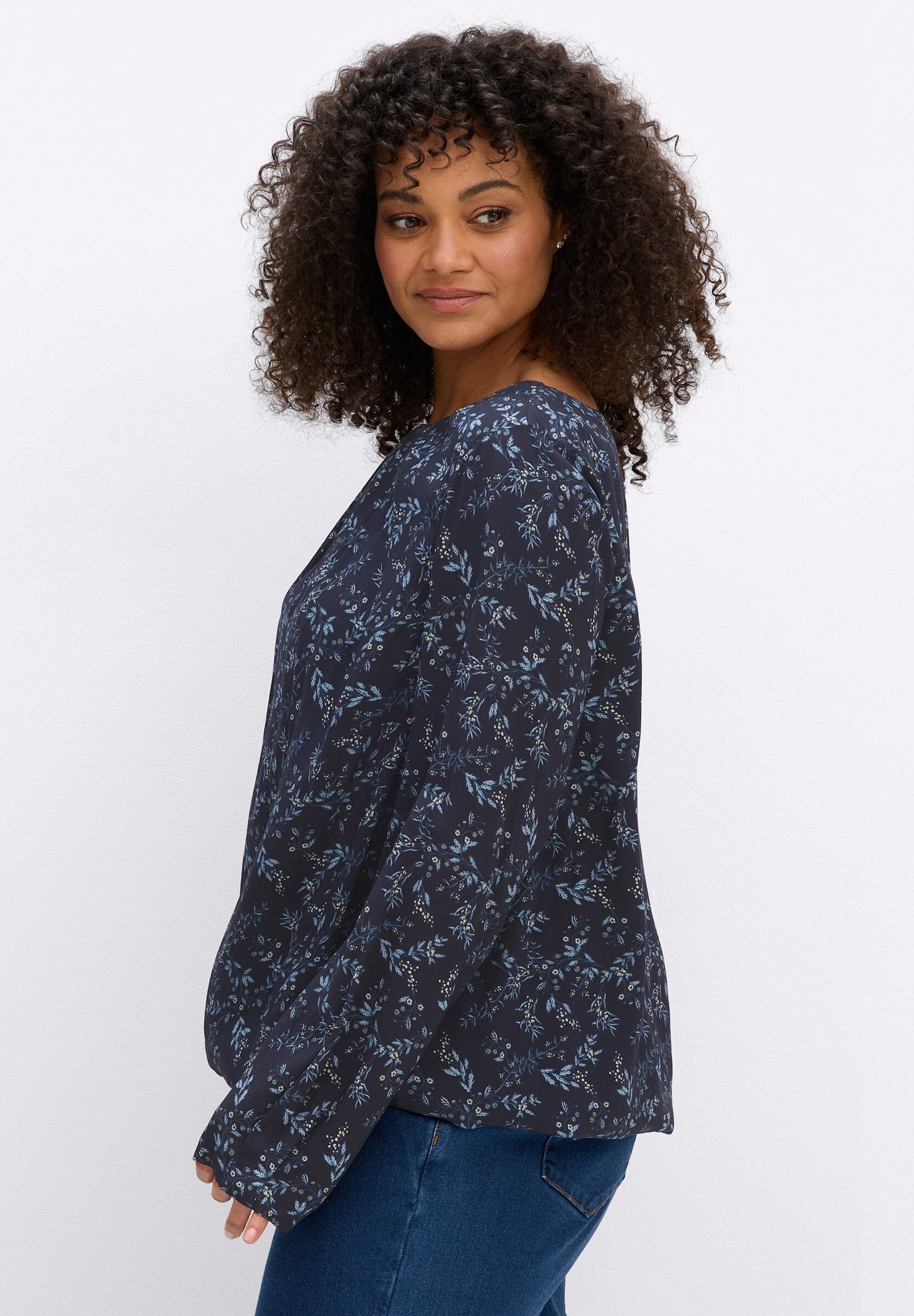 Sheego Longbluse »Tunika Tunika mit Blumenprint und Gummizugsaum«